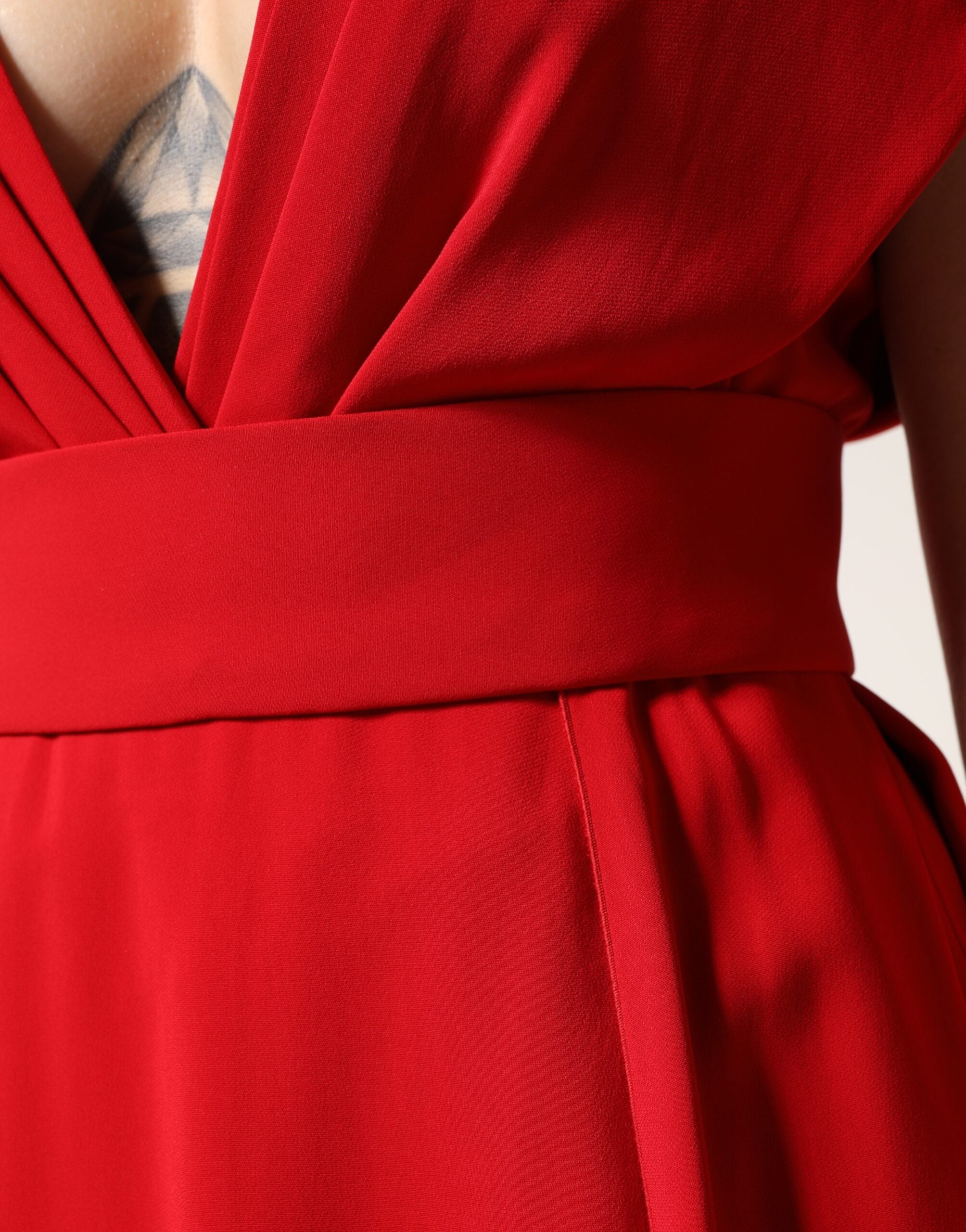 Dolce & Gabbana Red Viscose Plunging Neckline Long Maxi Dress