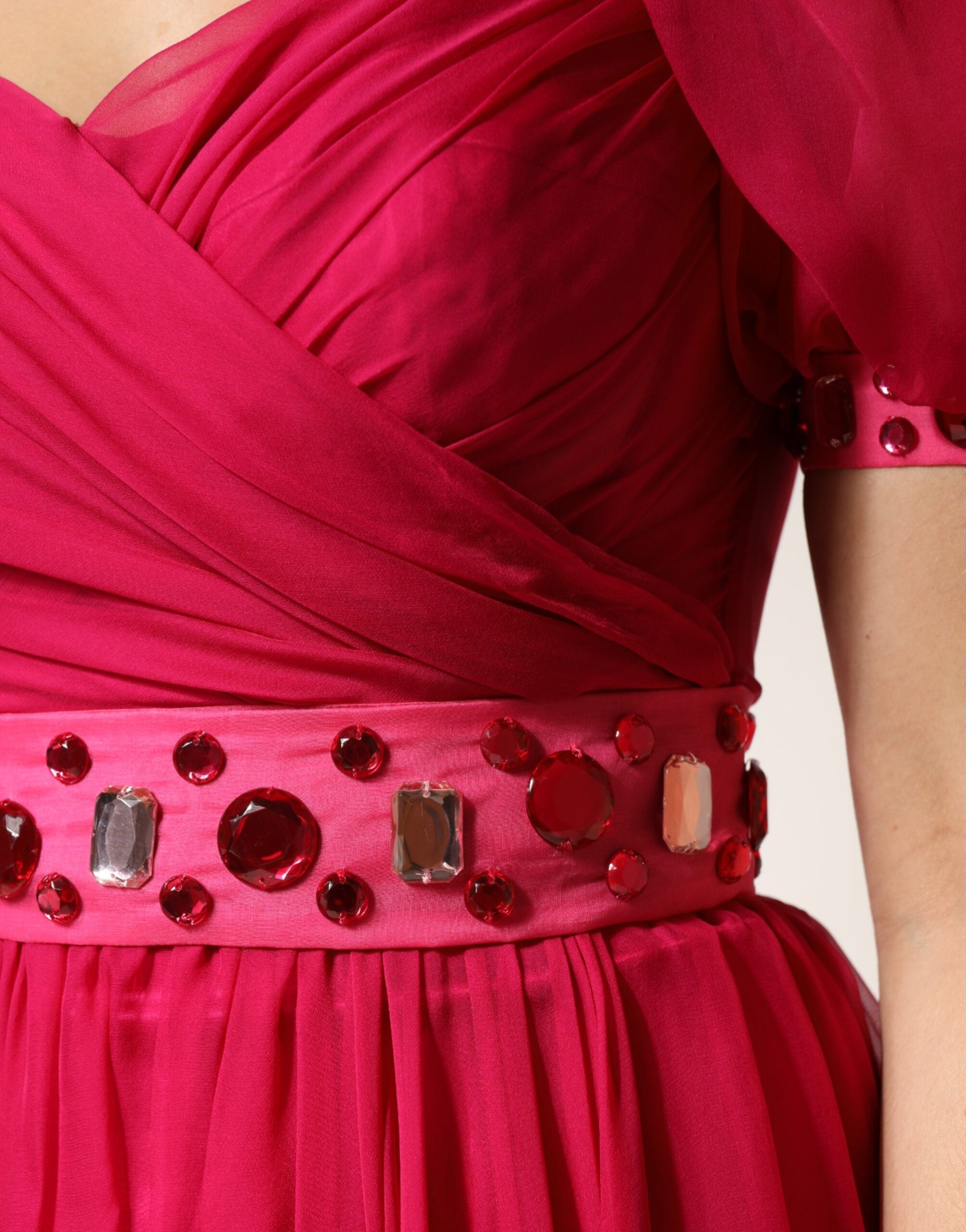 Dolce &amp; Gabbana Lyserød Silkeudsmykket A-formet Midikjole