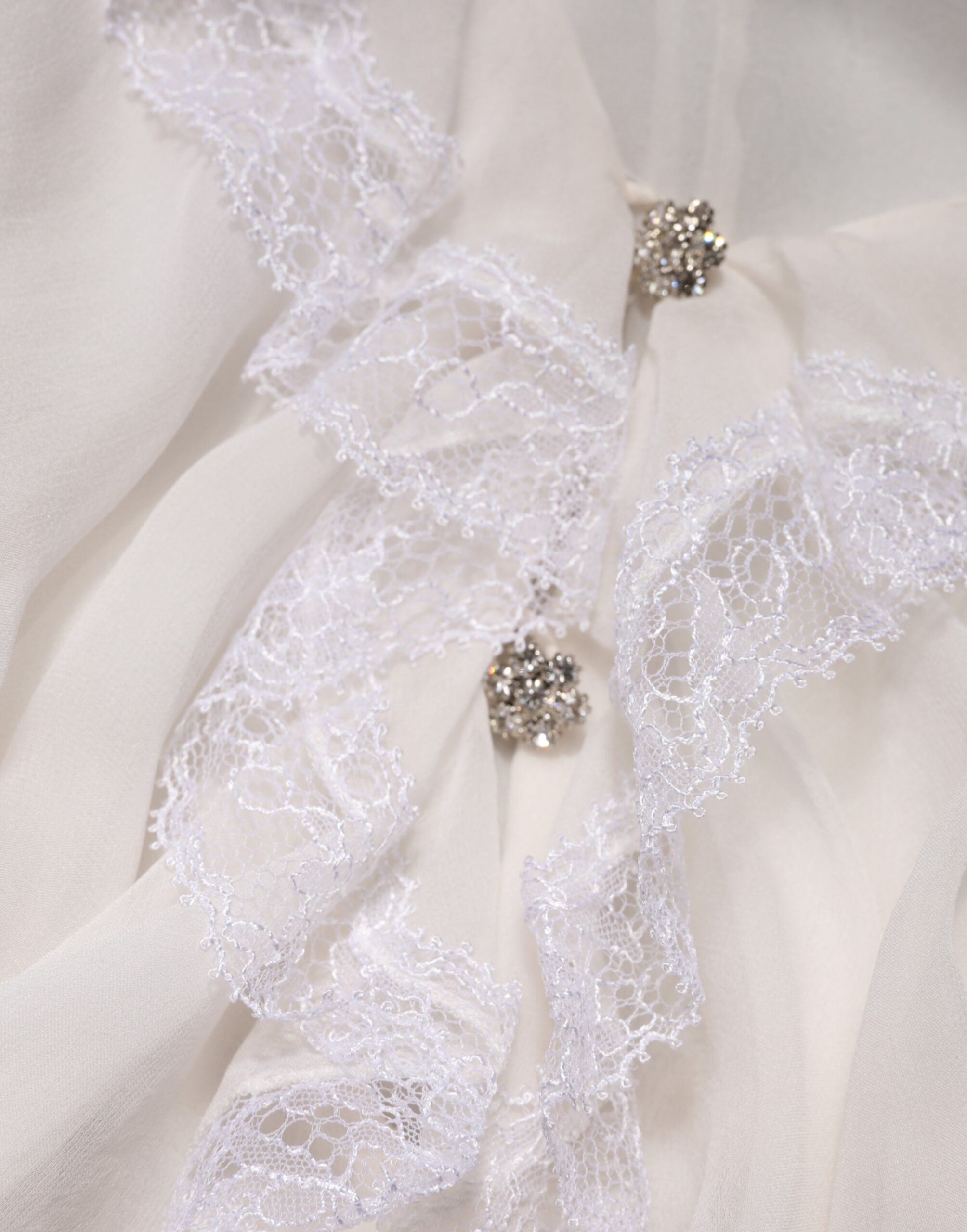 Dolce &amp; Gabbana hvid flæser blonder langærmet bluse top