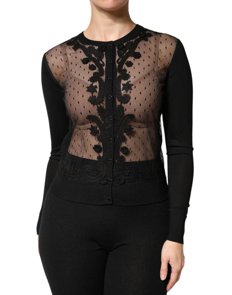 Dolce &amp; Gabbana Sort Transparent Cardigan Med Knapper