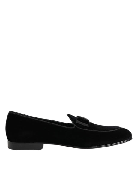 Dolce &amp; Gabbana Sorte Velour Slip On Loafers Formelle Herresko