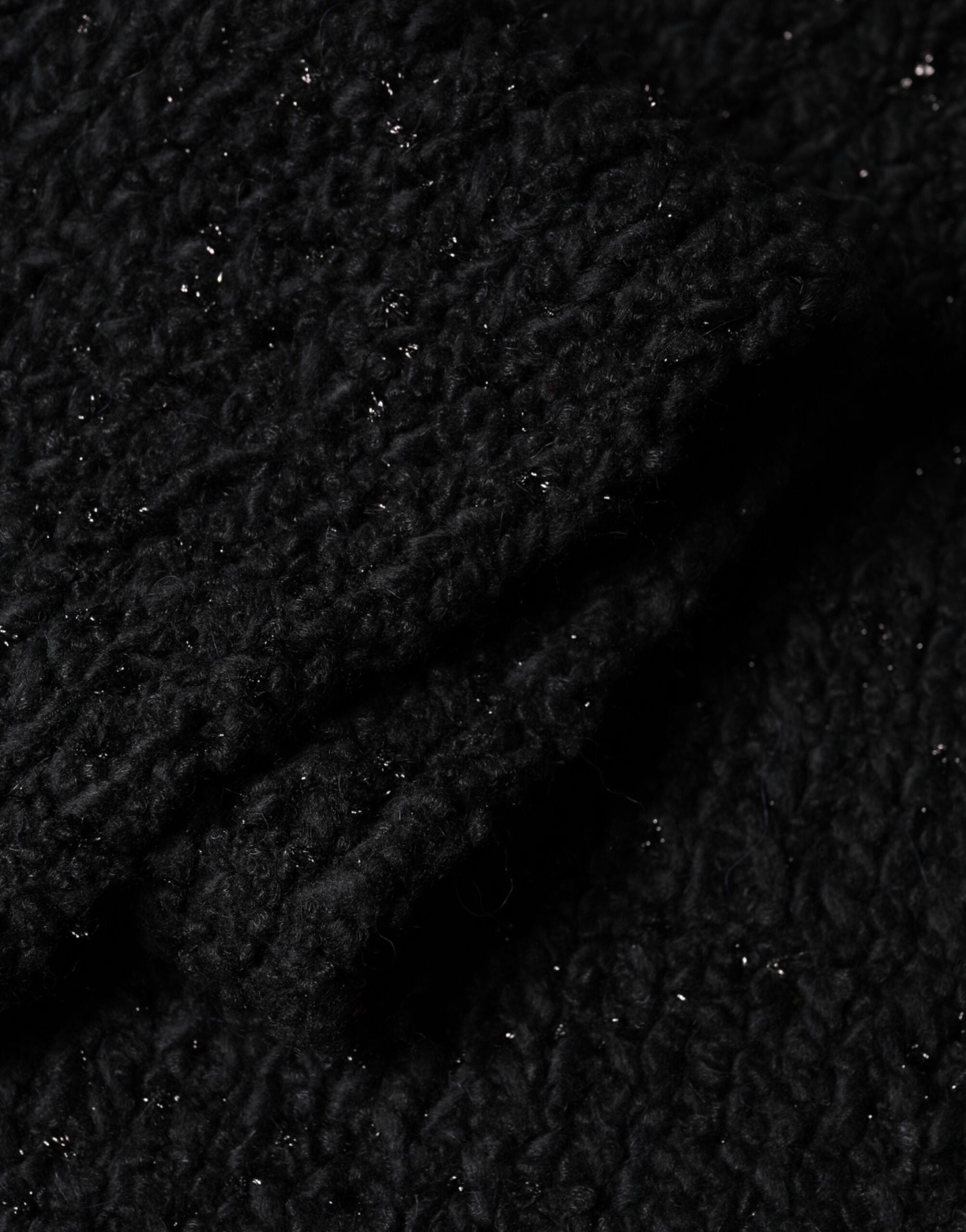 Dolce & Gabbana Black Wool Fringes Neck Wrap Foulard Scarf