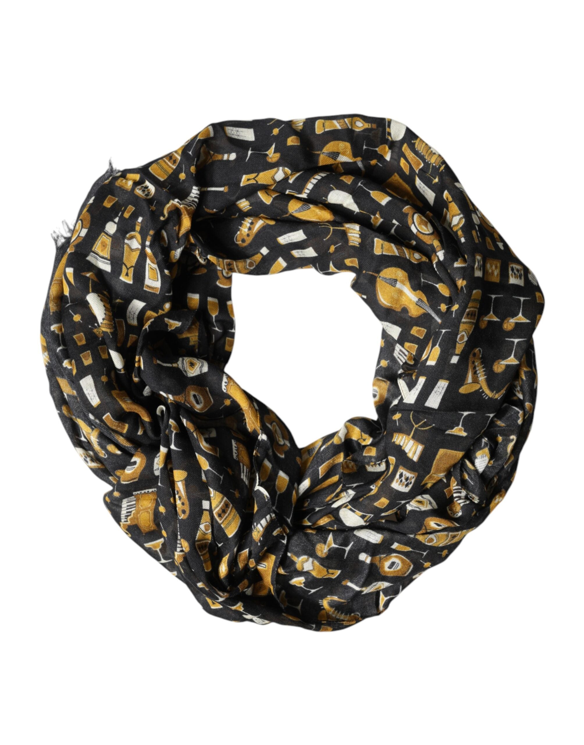 Dolce &amp; Gabbana Sort Jazz Club Print Halstørklæde