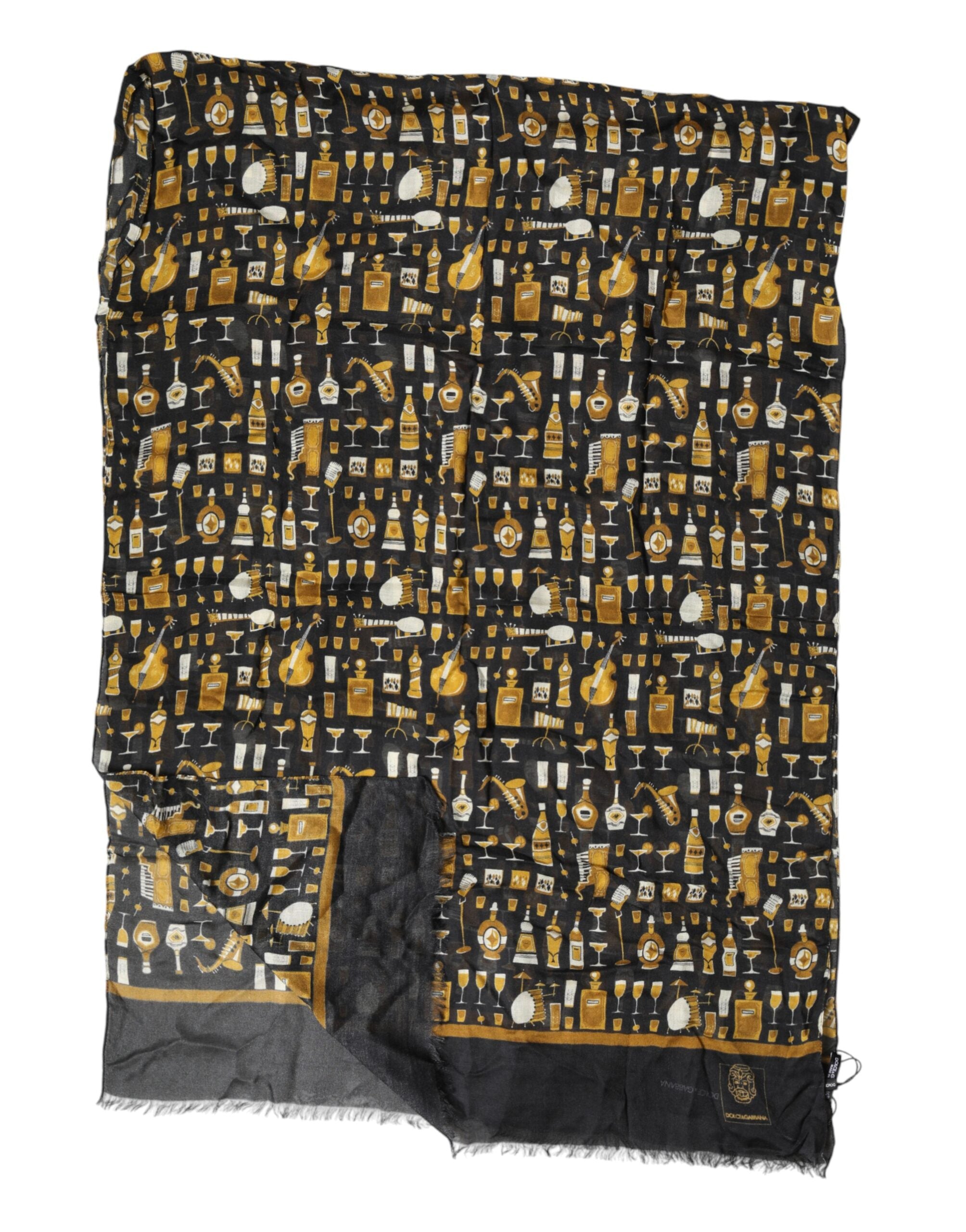 Dolce &amp; Gabbana Sort Jazz Club Print Halstørklæde