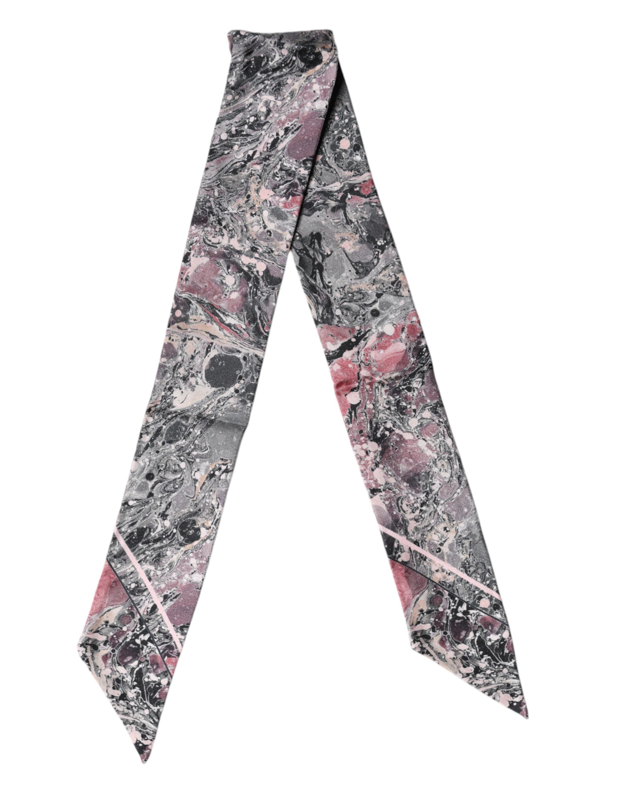 Dolce & Gabbana Multicolor Marble Neck Silk Wrap Foulard Scarf