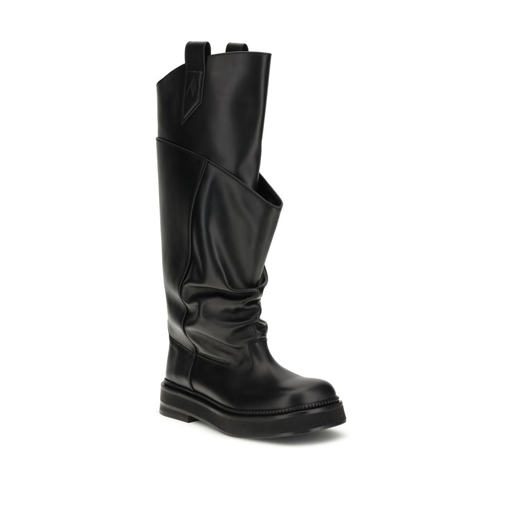 The Attico Black Calf Leather Bos Taurus Boots