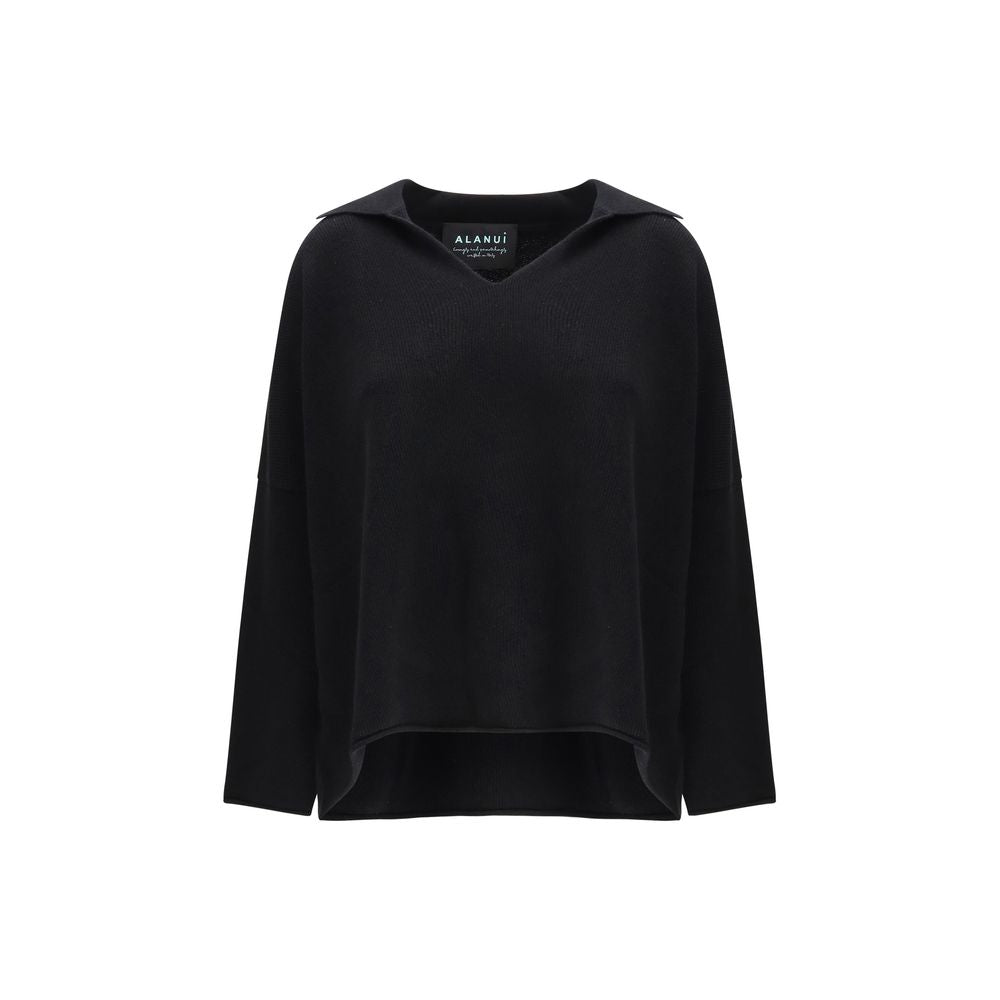 Alanui Black Cashmere Polo Shirt