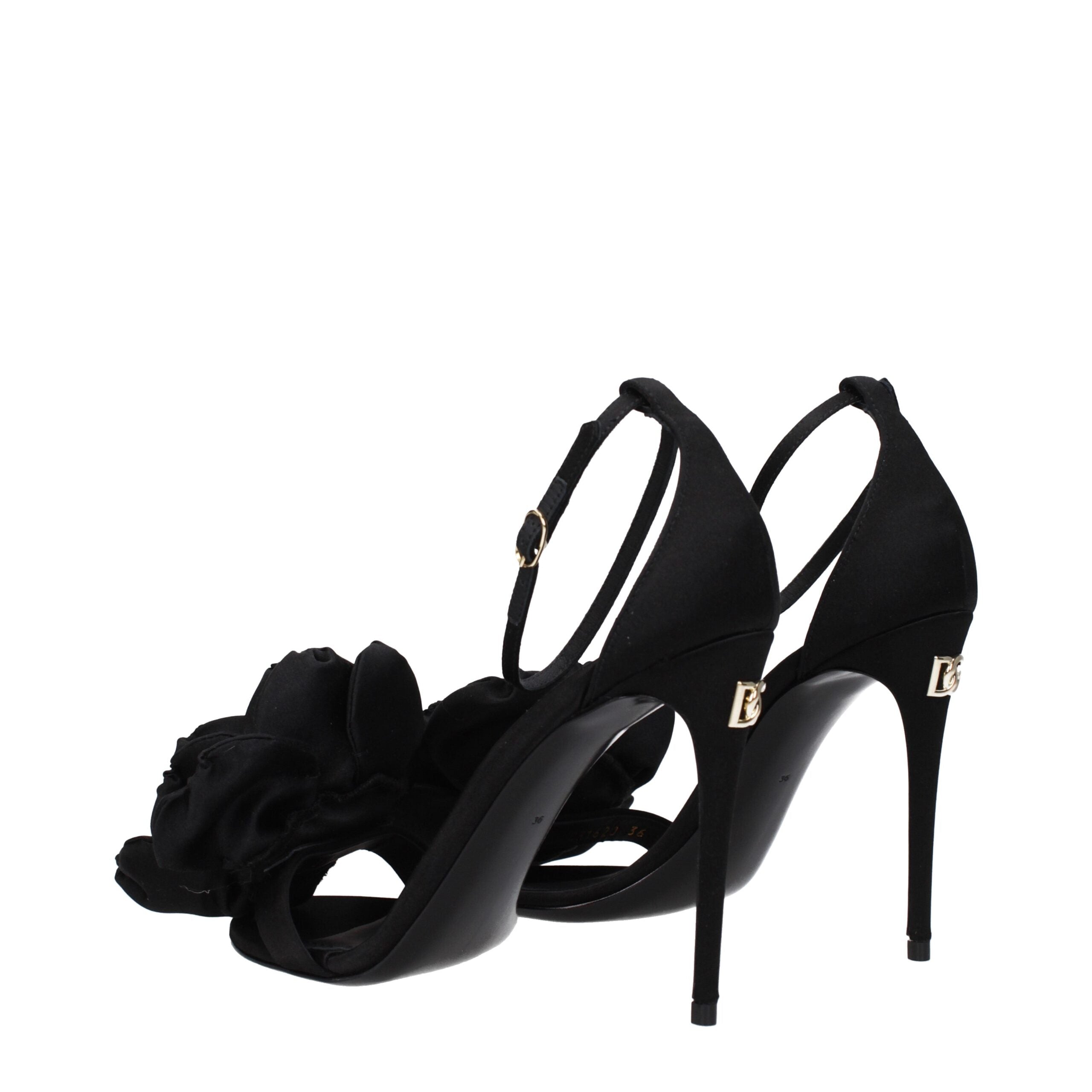 Dolce & Gabbana Black Satin Stiletto Heel Sandals