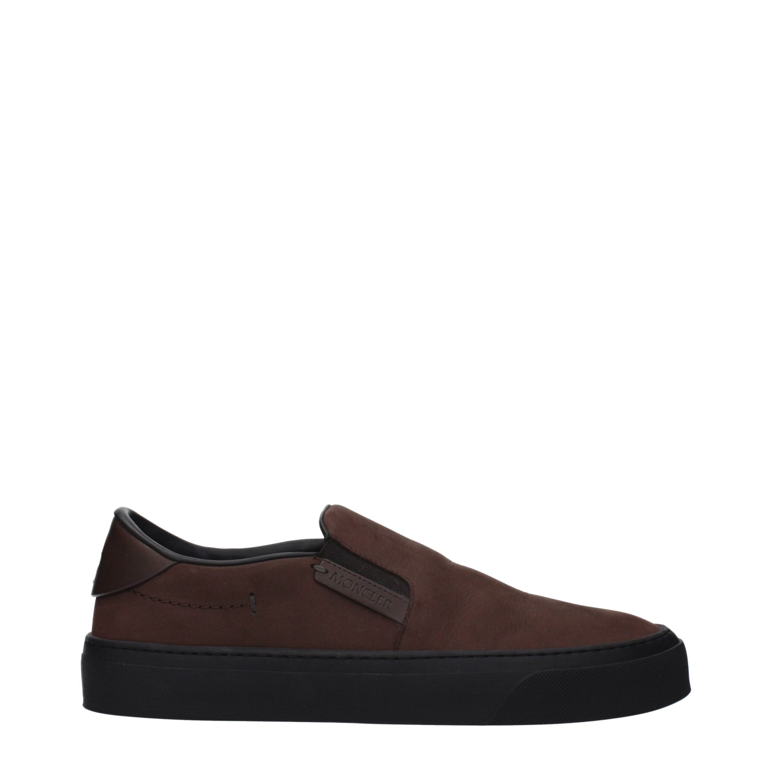 Moncler Brown Leather Slip-On Loafers