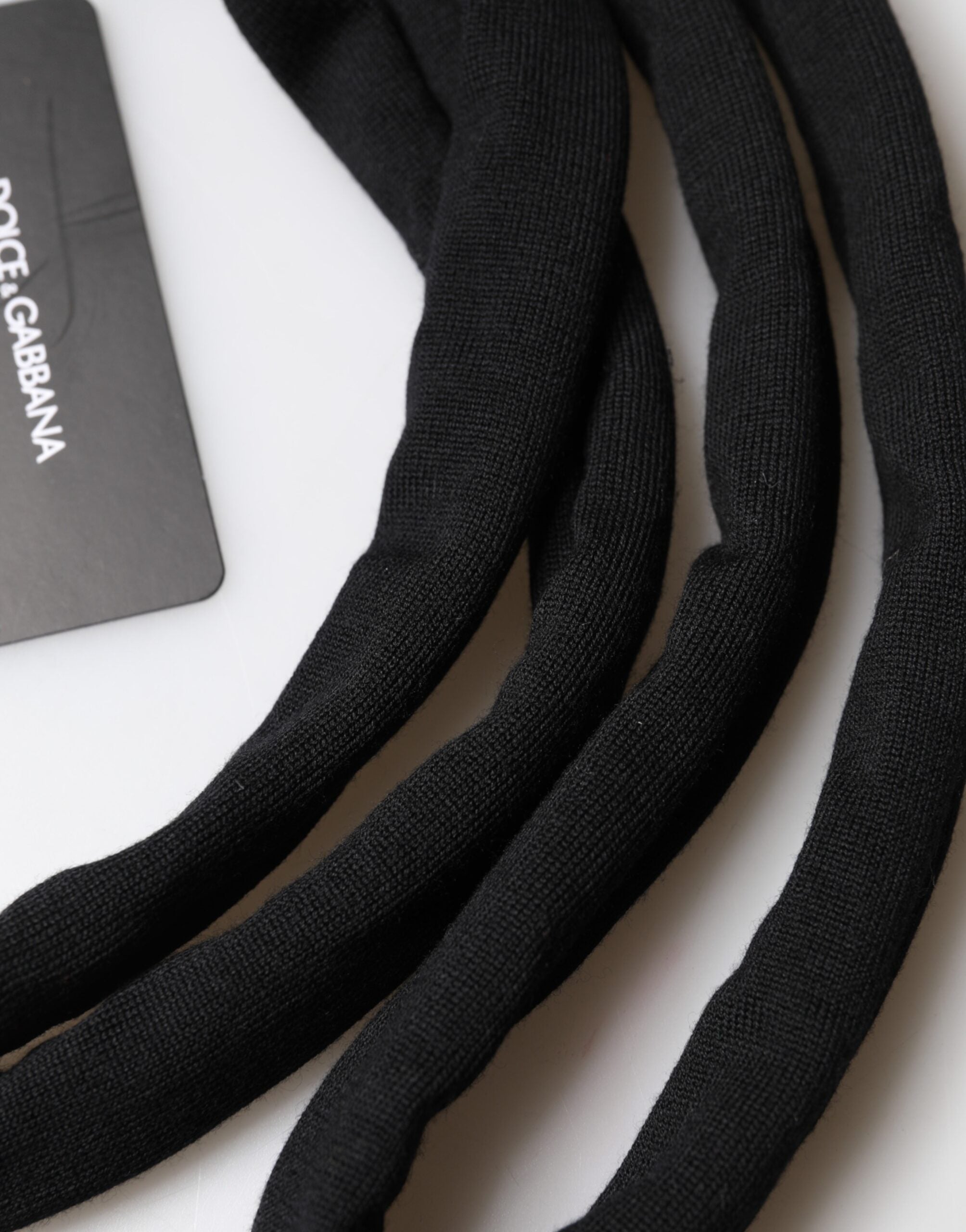 Dolce & Gabbana Black Wool Knitted Neck Wrap Shawl Men Scarf