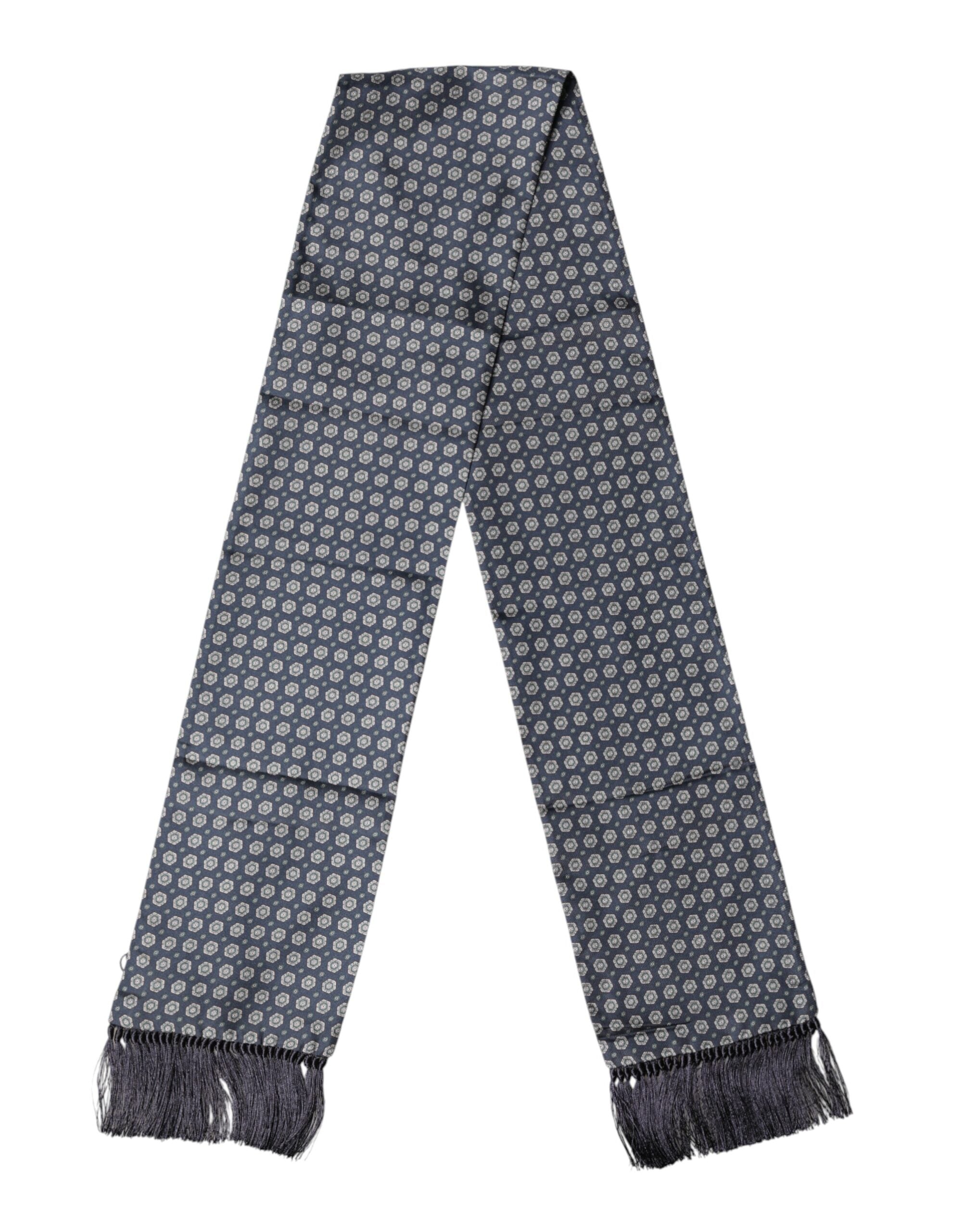 Dolce & Gabbana Blåt Mønstret Frynser Halstørklæde 