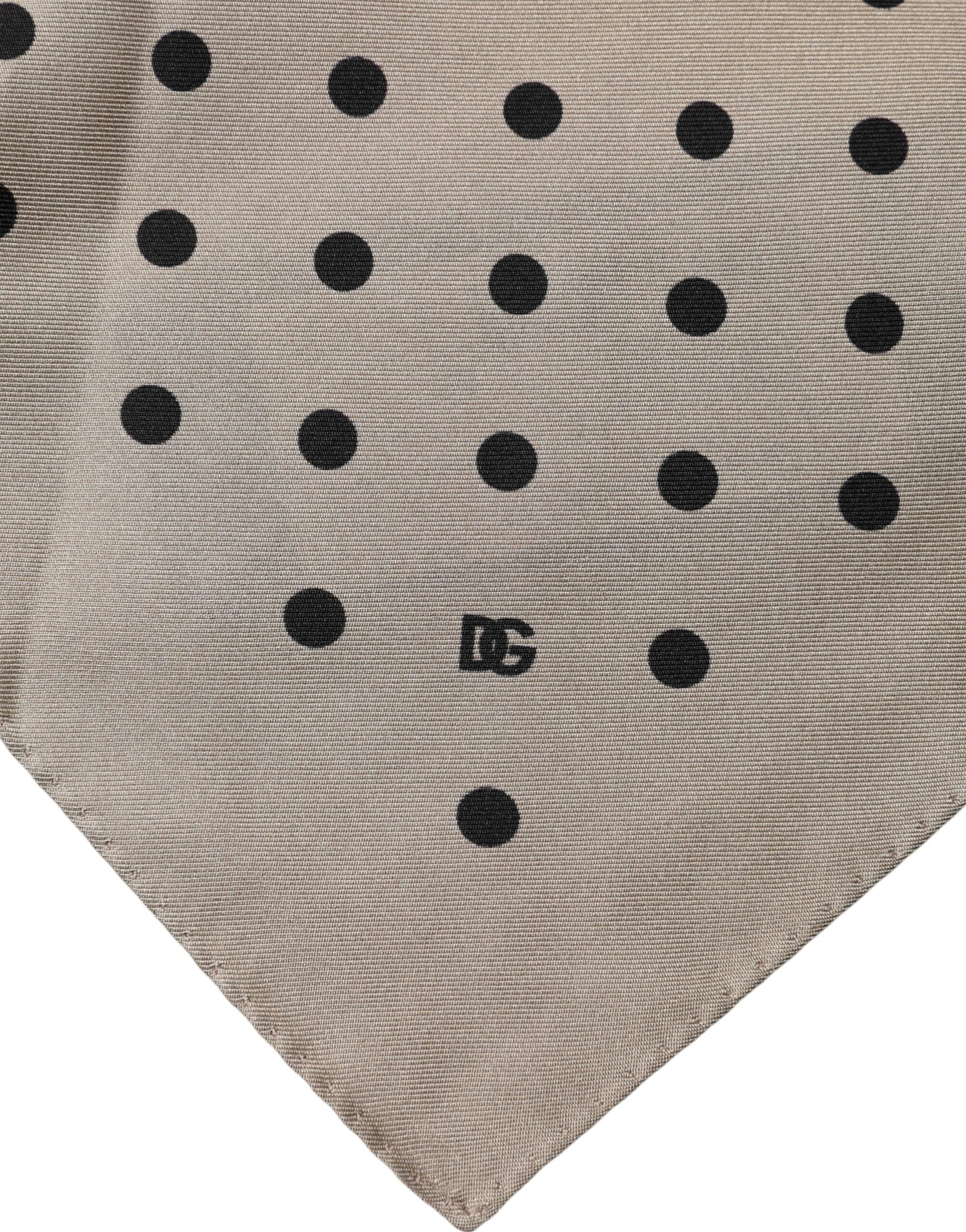 Dolce & Gabbana Brown Polka Dot Square Handkerchief Scarf