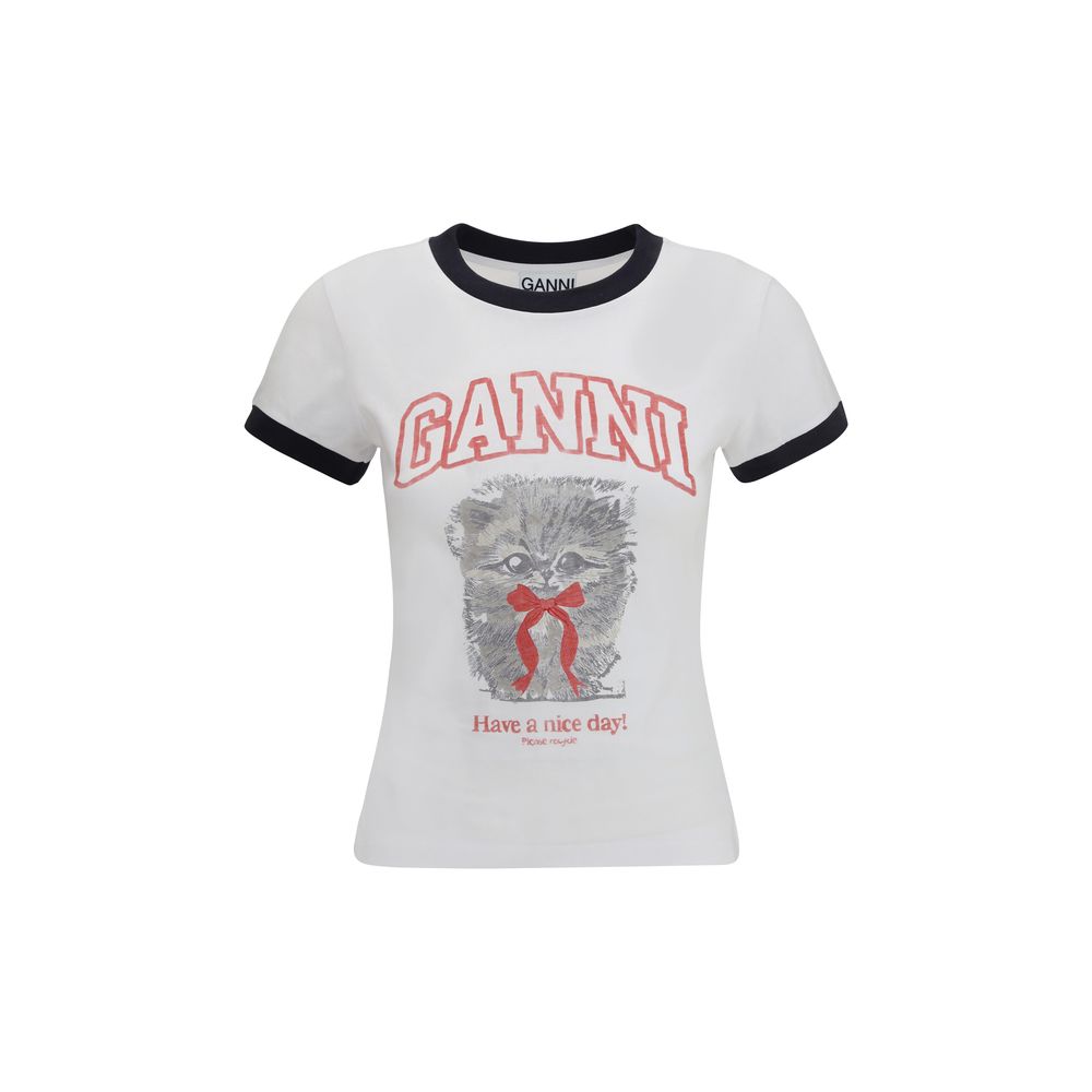 Ganni White Cotton T-Shirt