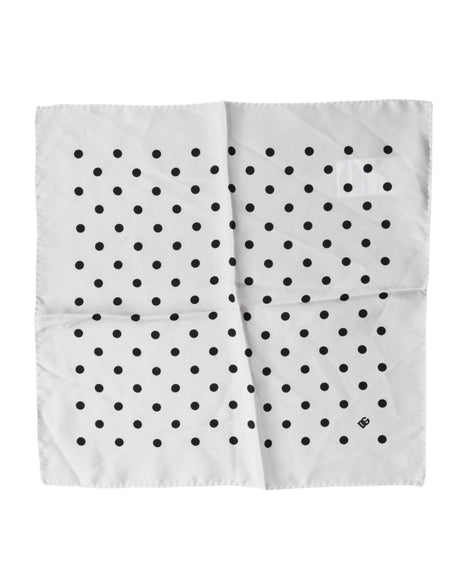 Dolce & Gabbana White Polka Dot Square Handkerchief Scarf