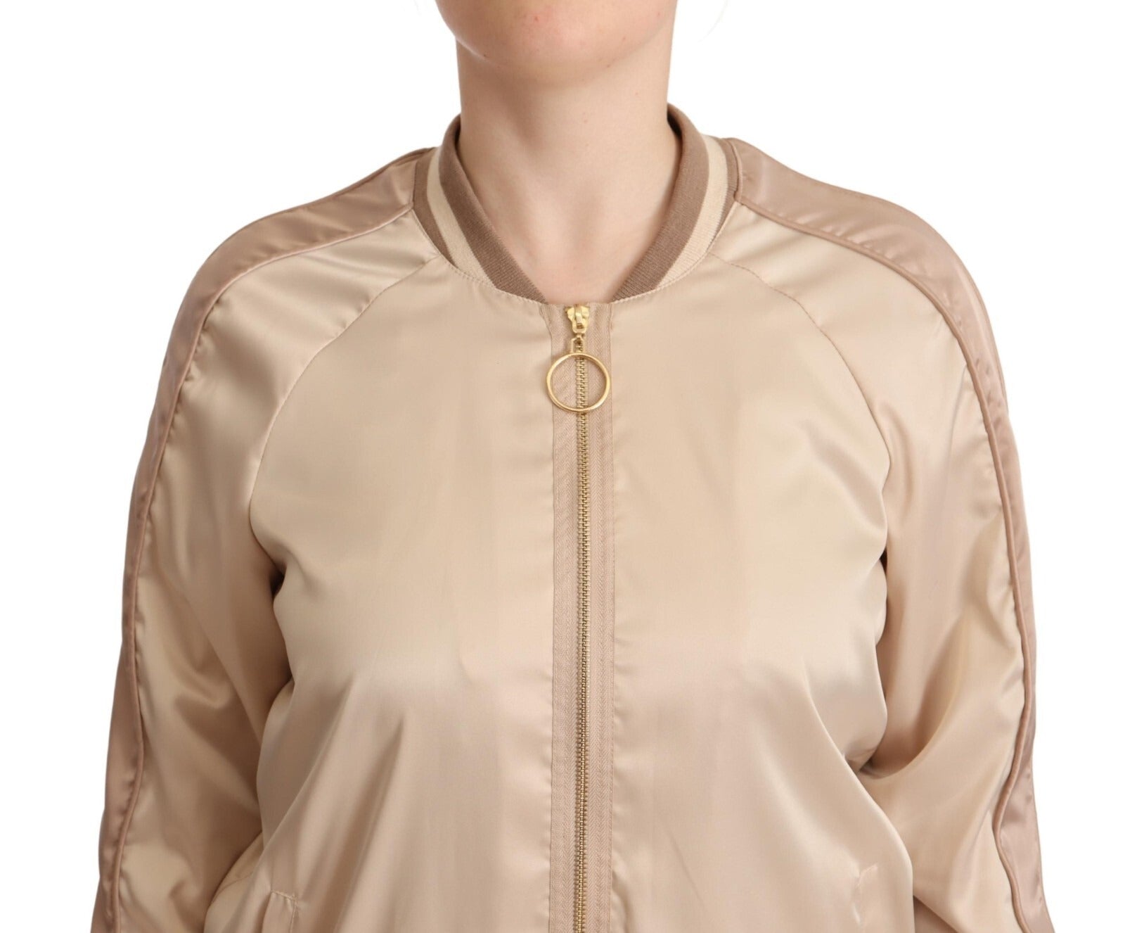Twinset Bomber Full Zip Beige Langærmet Polyesterjakke
