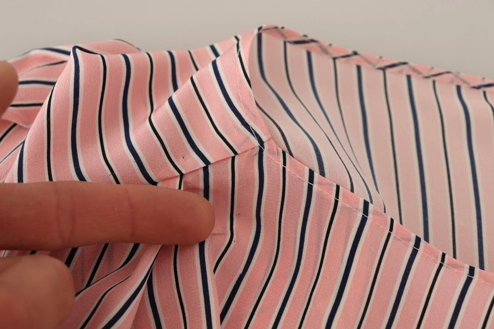 Ermanno Scervino Pink Stribet Langærmet Midikjole