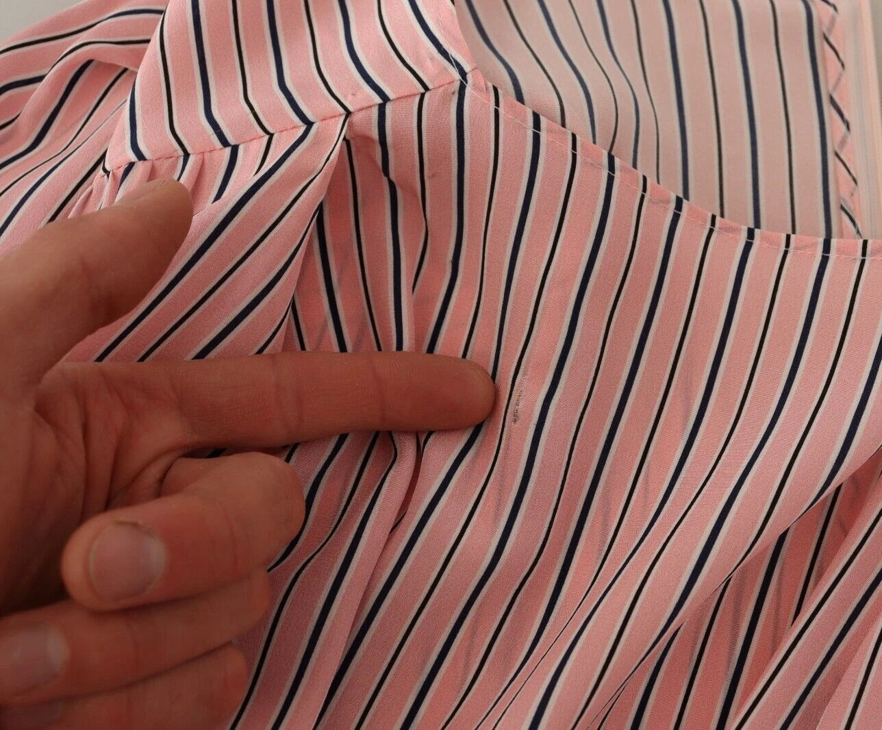 Ermanno Scervino Pink Stribet Langærmet Midikjole