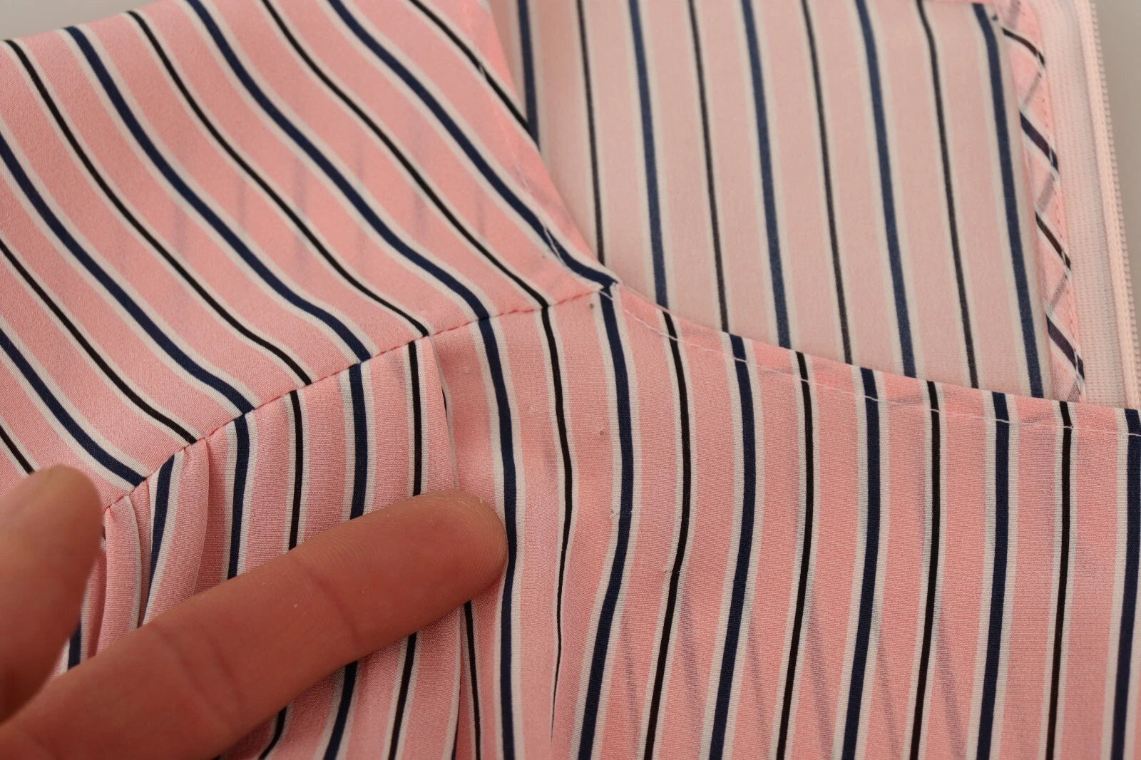 Ermanno Scervino Pink Stribet Langærmet Midikjole
