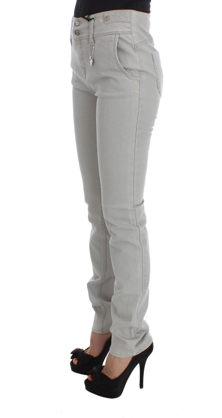 Costume National Pants Gray Cotton Blend Super Slim Fit Jeans