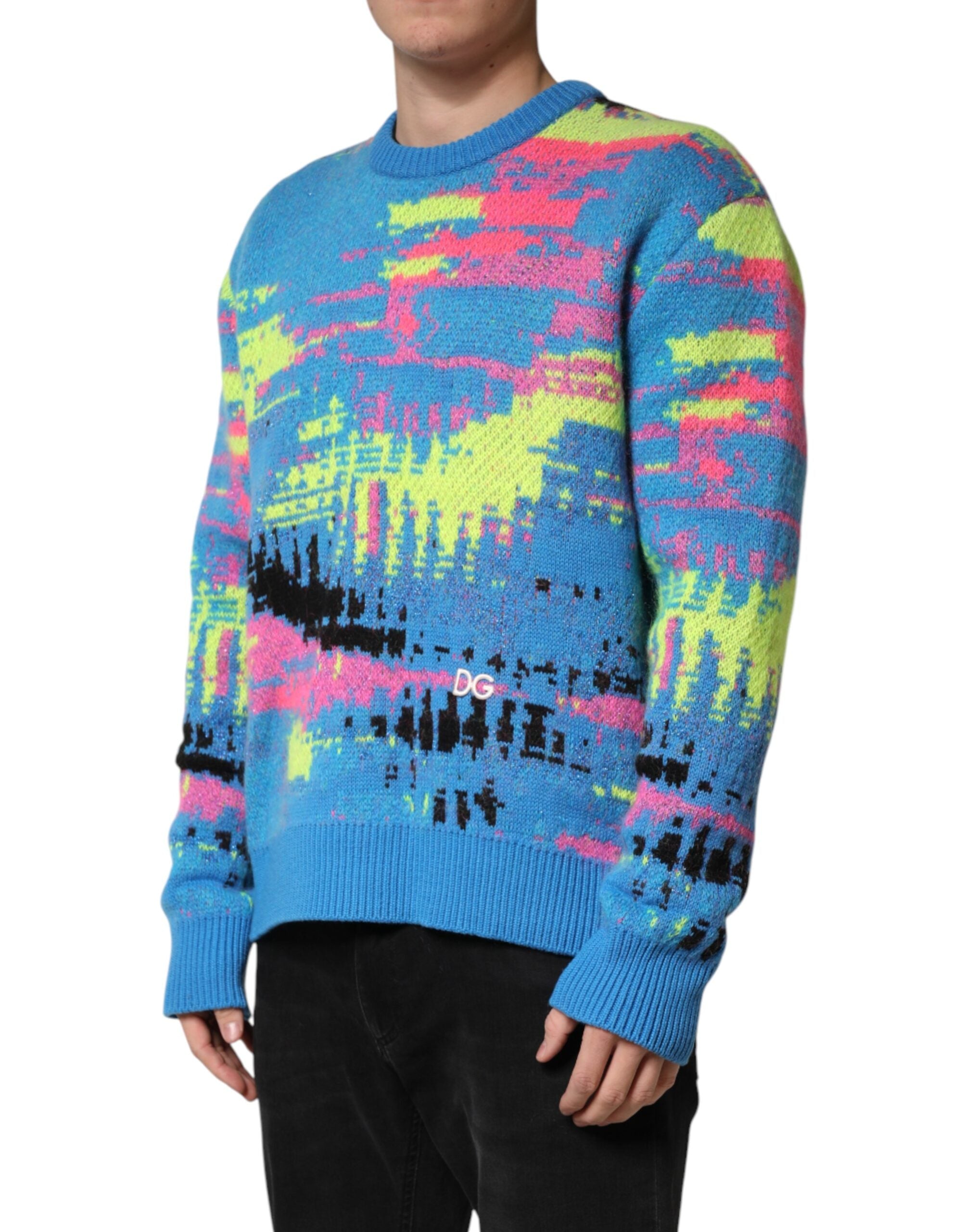 Dolce & Gabbana Multicolor Men Crew Neck Pullover Sweater