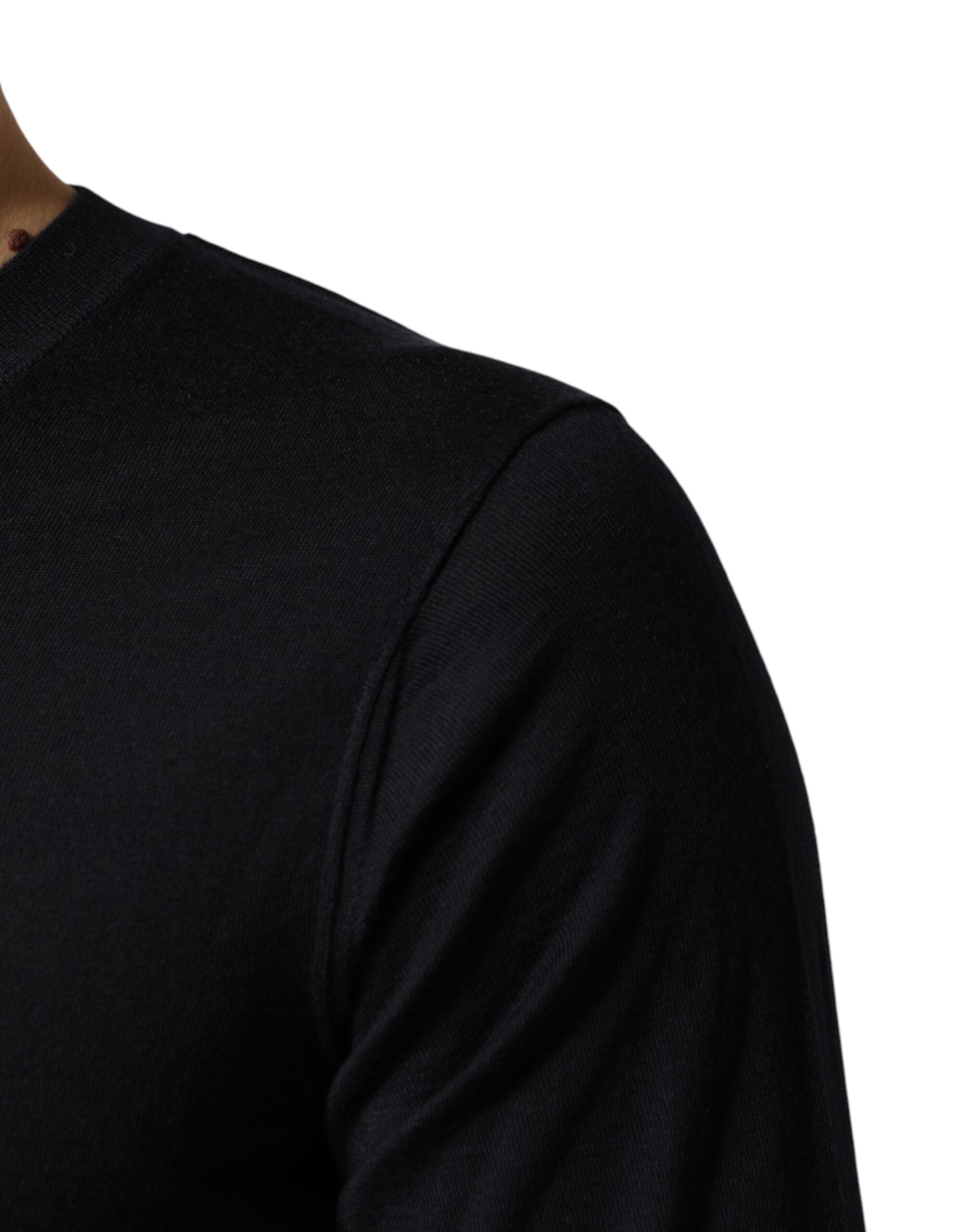 Dolce & Gabbana Black Cashmere V-Neck Men Pullover Sweater