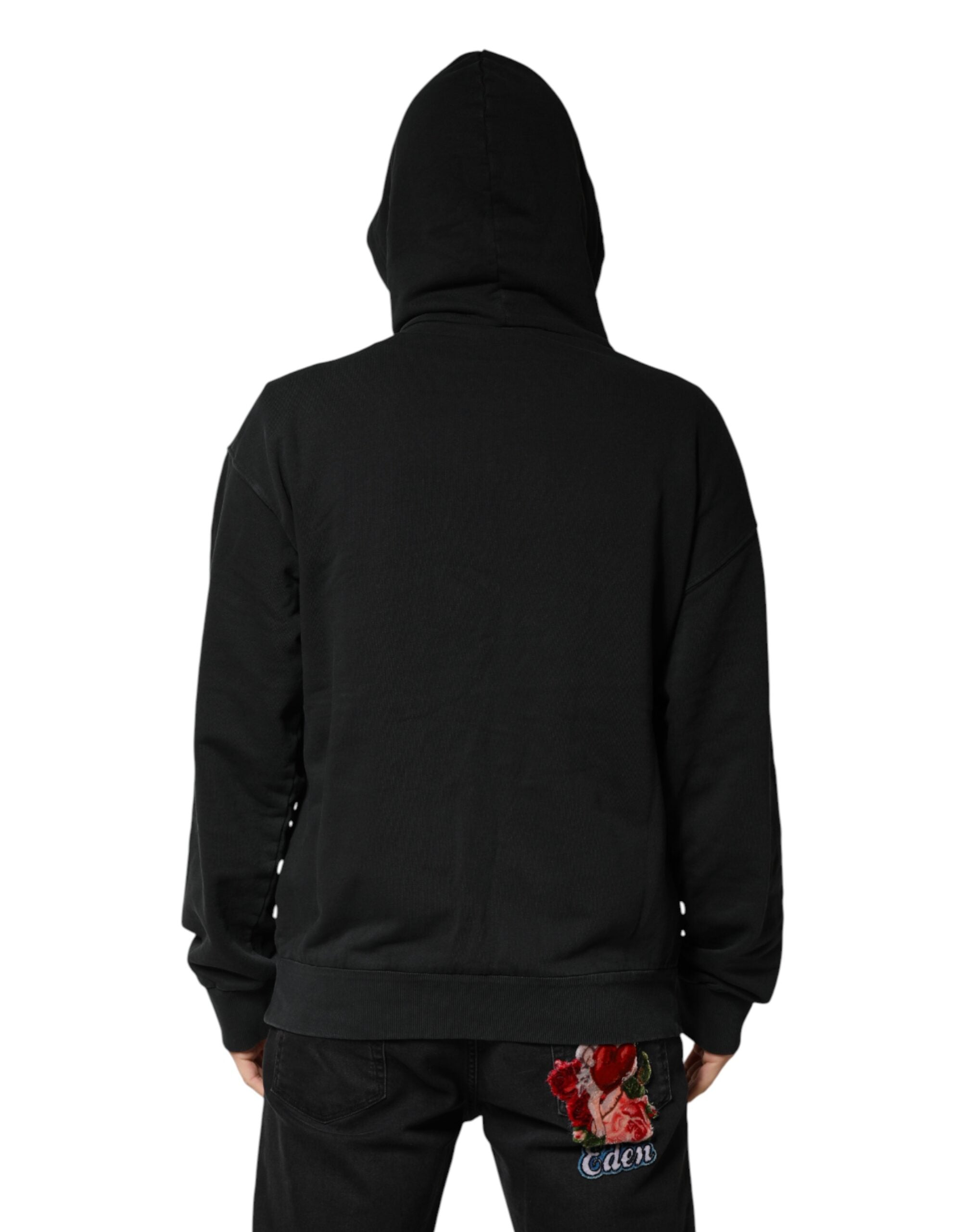 Dolce & Gabbana Black Logo Zipped Hooded Sweatshirt Sweater
