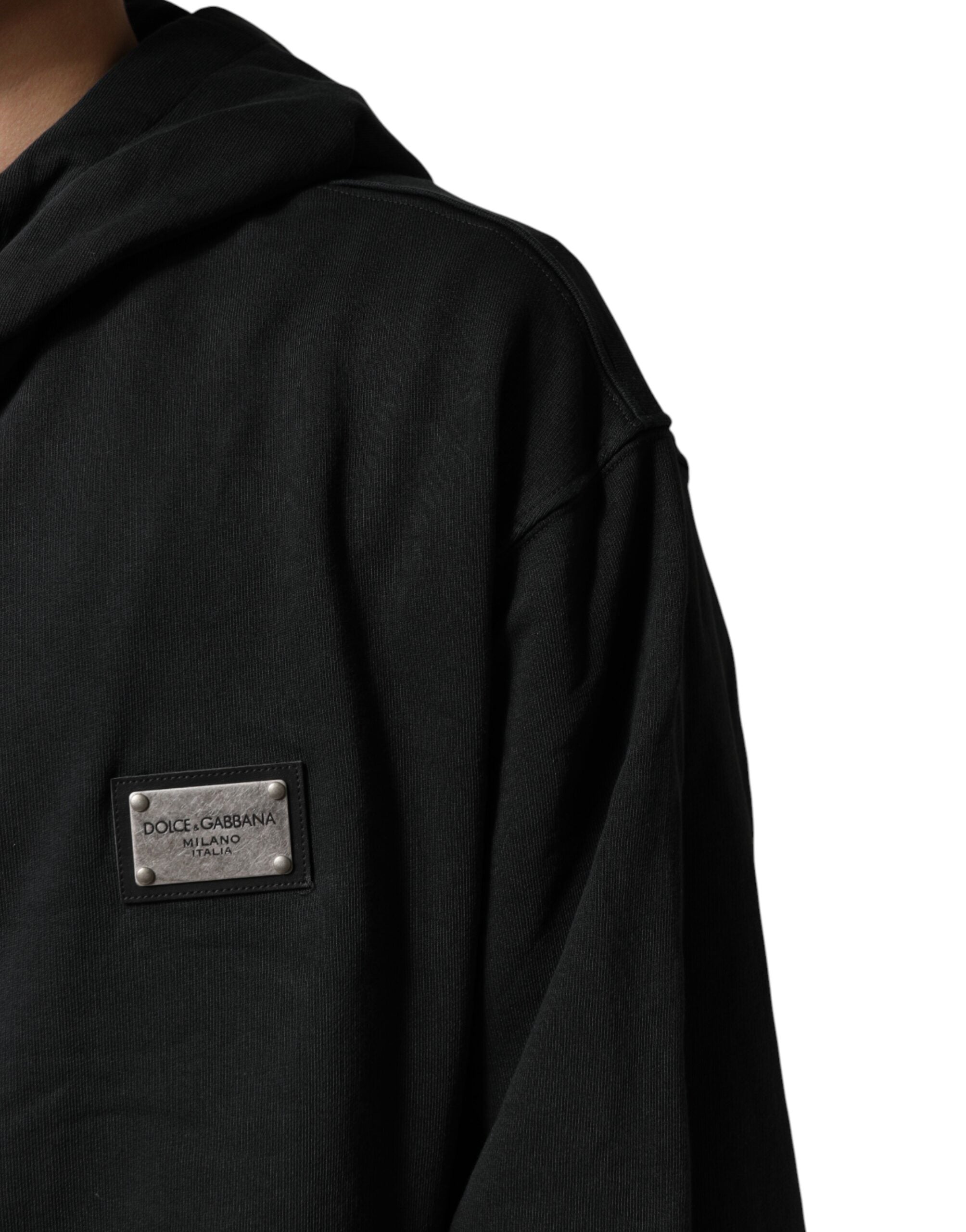 Dolce & Gabbana Black Logo Zipped Hooded Sweatshirt Sweater