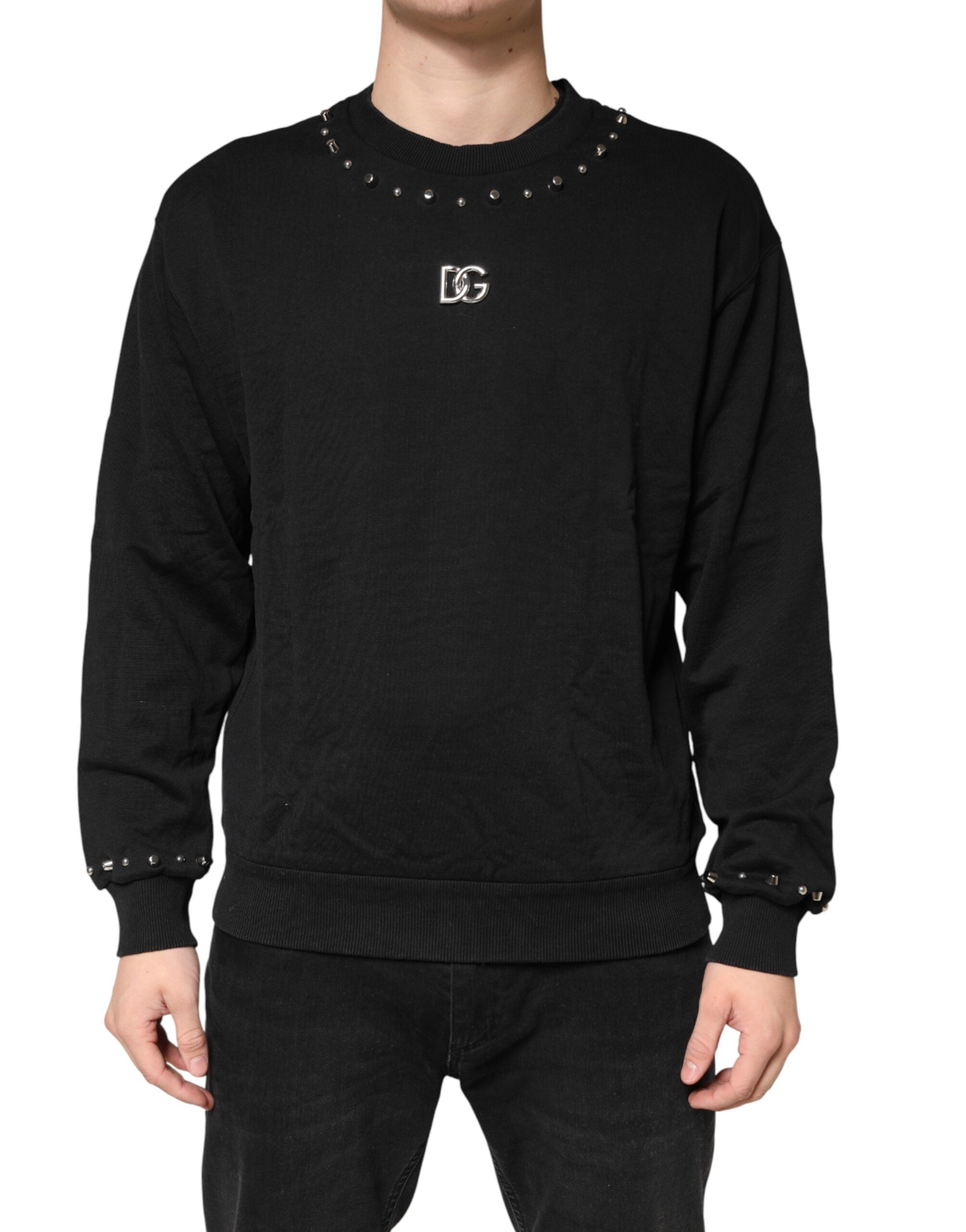 Dolce & Gabbana Black Logo Stud Pullover Sweatshirt Sweater