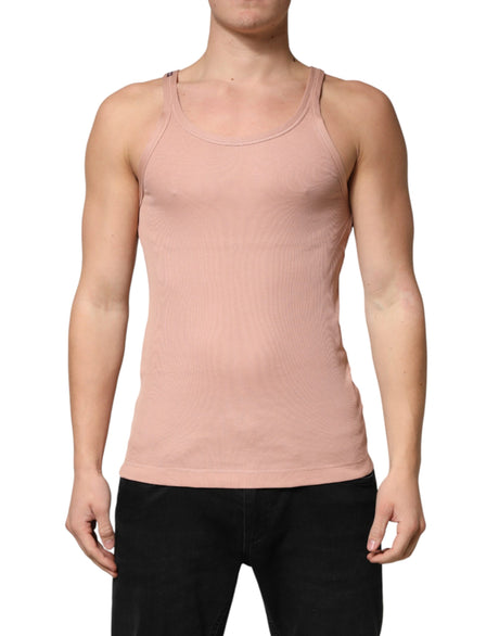 Dolce &amp; Gabbana Rosa Ärmlös Rundhalsad Linne T-shirt