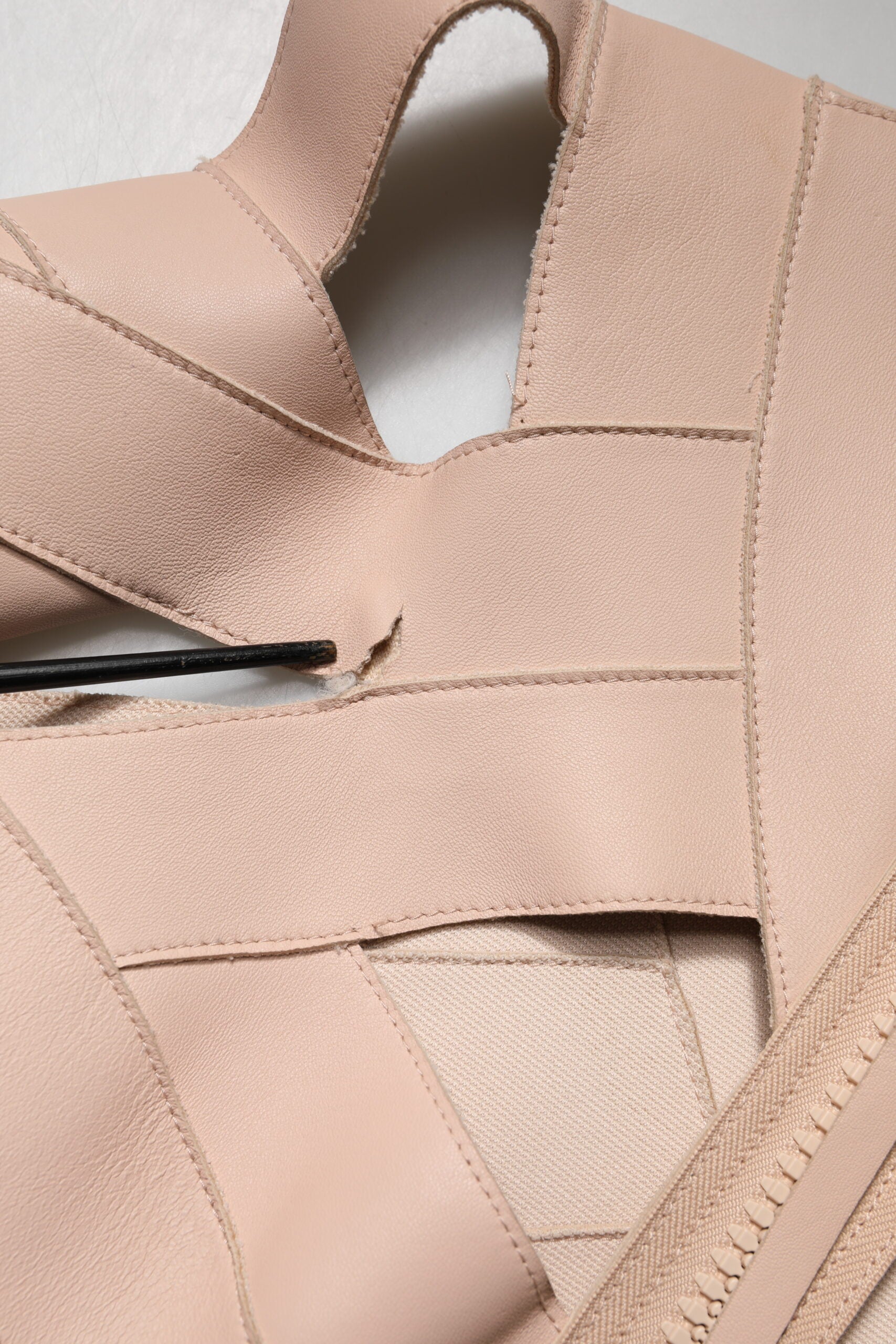 Dsquared² Beige Leather Short Sleeves Sheath Mini Dress