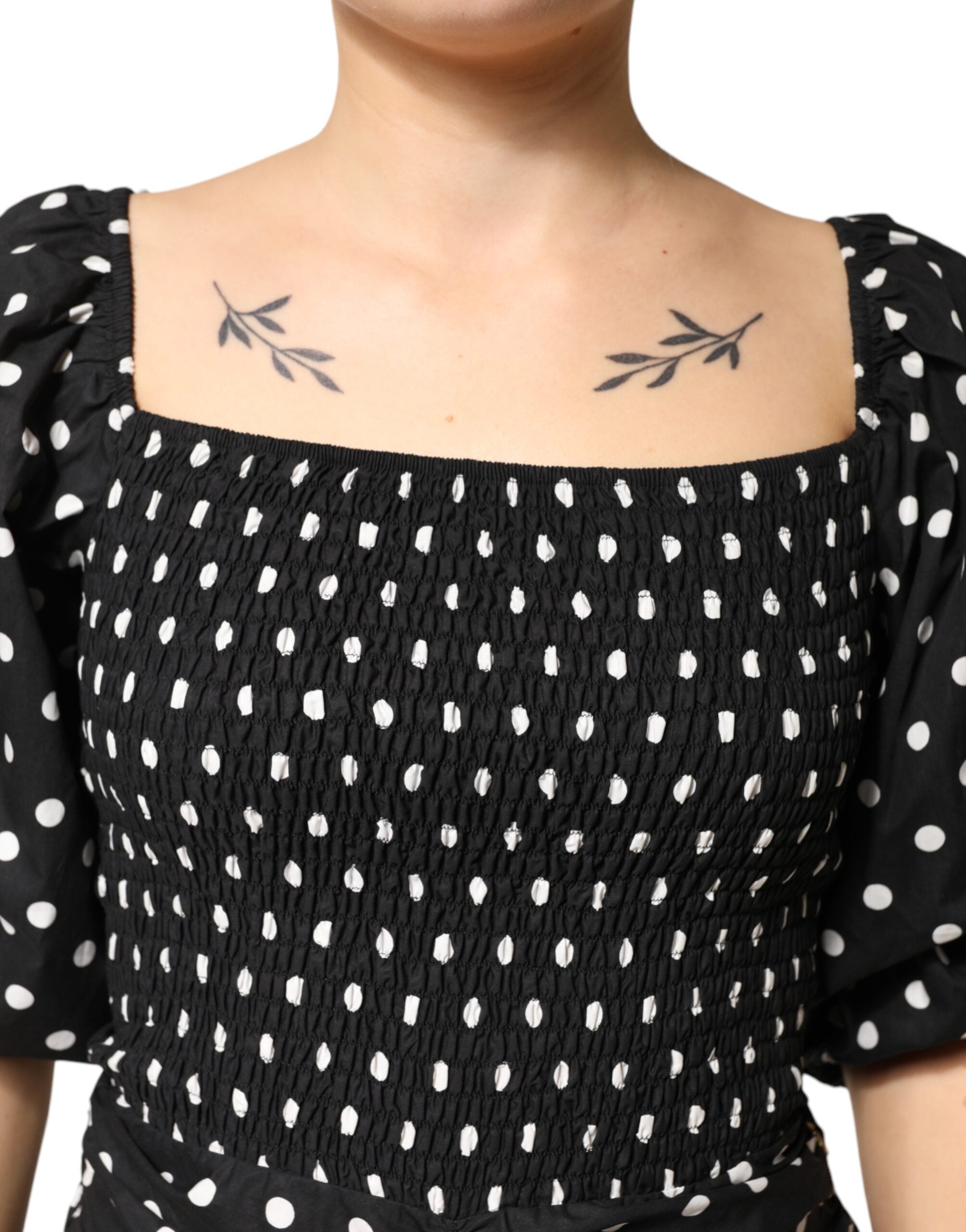 Patrizia Pepe Black White Polka Dot Short Sleeves Mini Dress