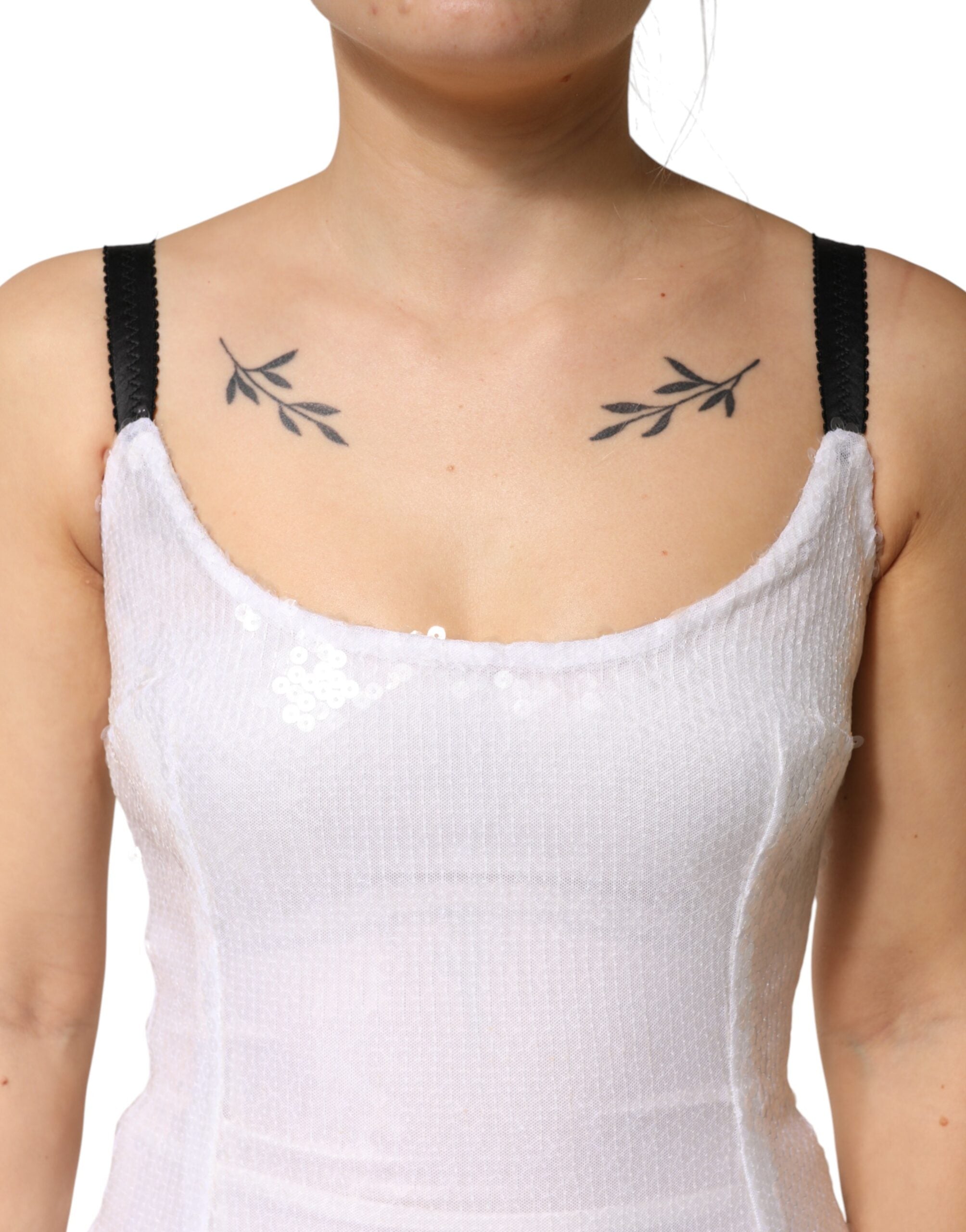 Dolce & Gabbana White Polyester Sleeveless Sheath Dress