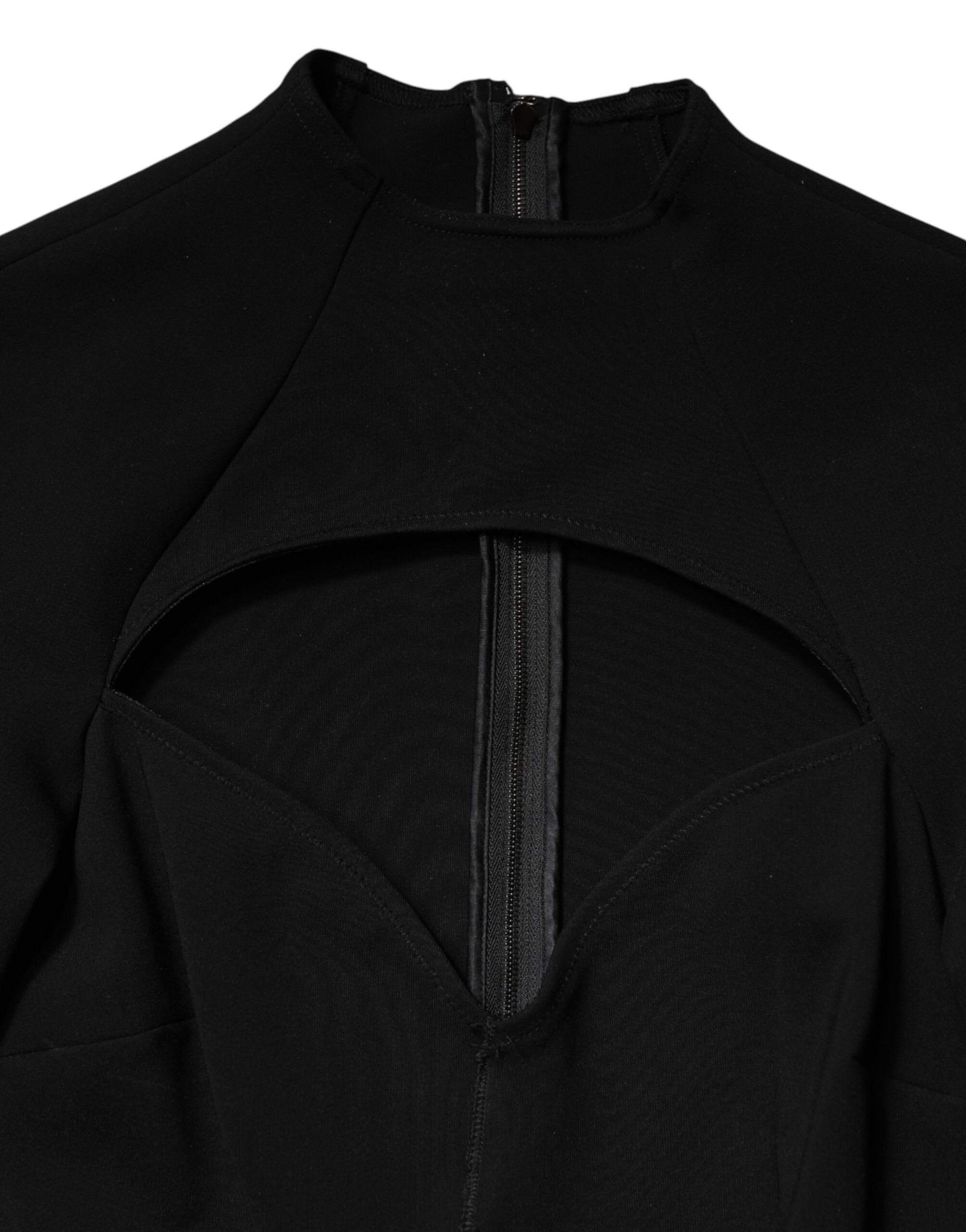 Dolce & Gabbana Black Viscose Bodycon Sheath Midi Dress