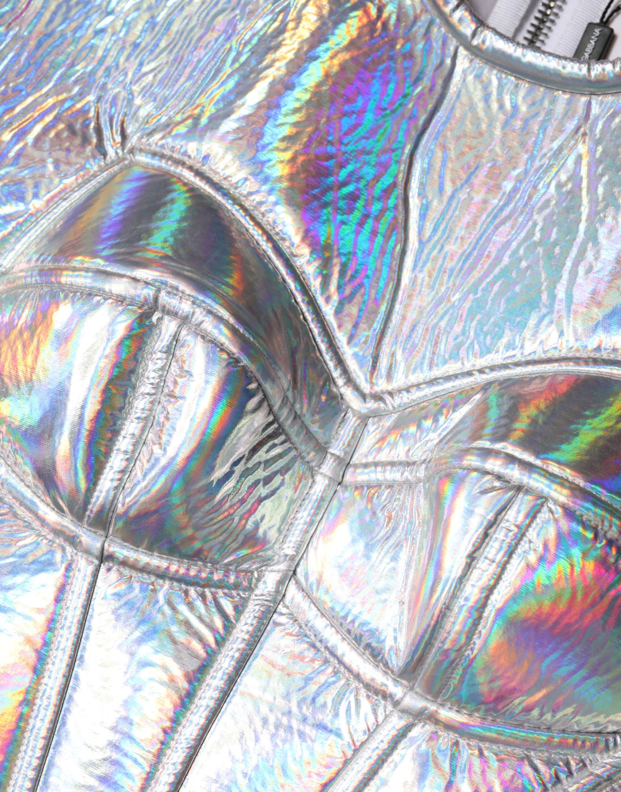 Dolce & Gabbana Silver Iridescent Bodycon Sheath Midi Dress