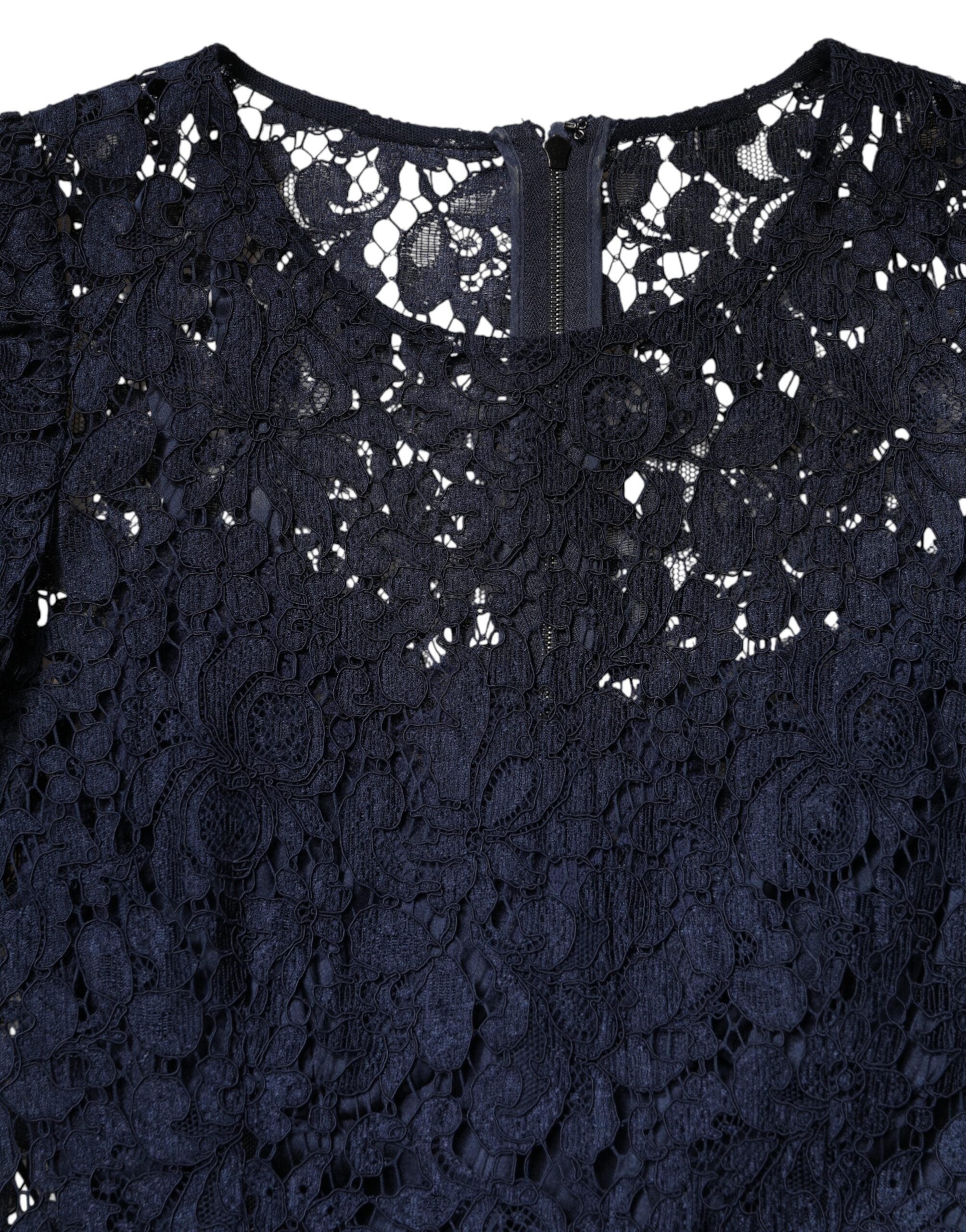 Dolce & Gabbana Blue Lace Ruffle A-line Knee Length Dress