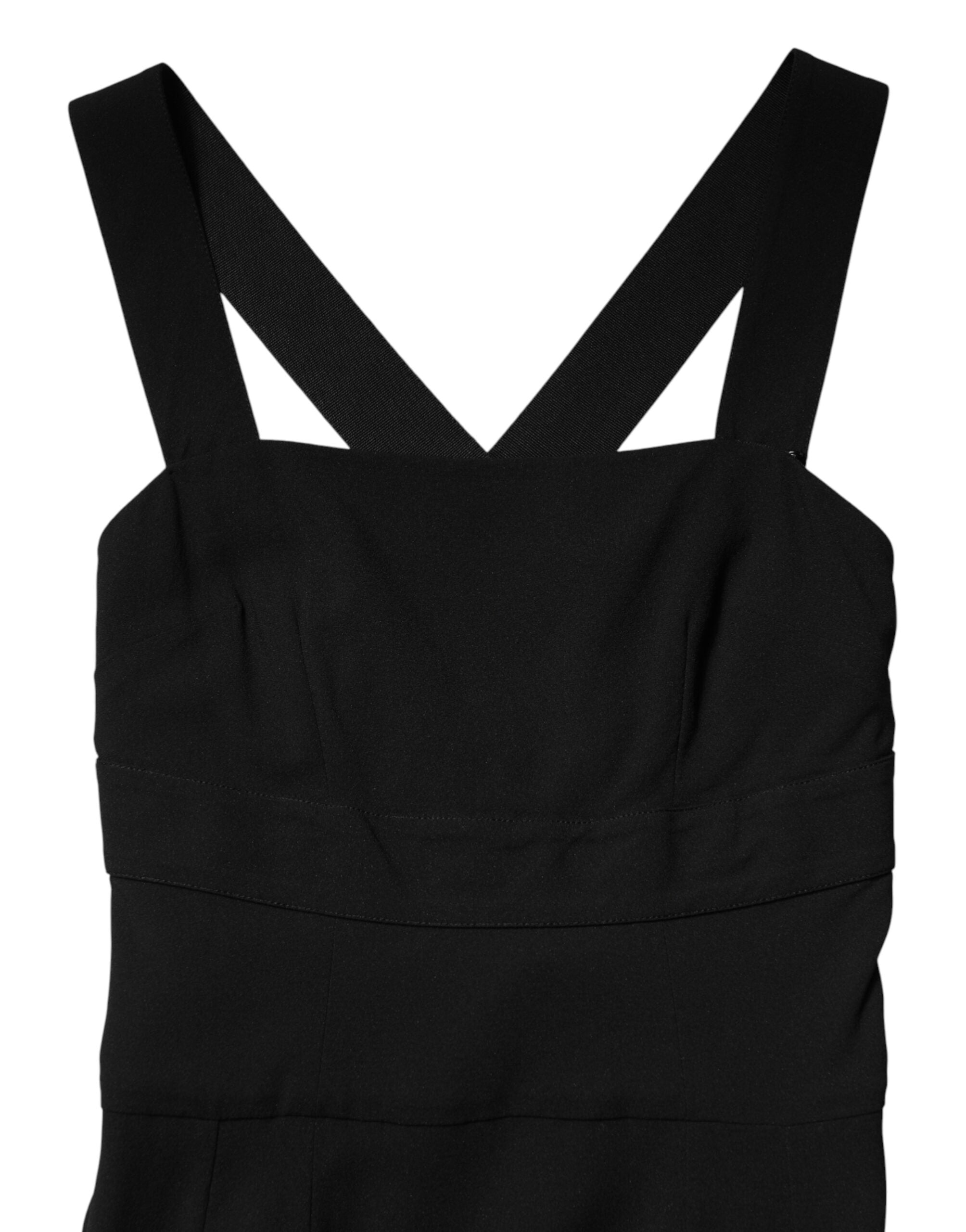 Dolce & Gabbana Black Square Neck Sleeveless Midi Dress