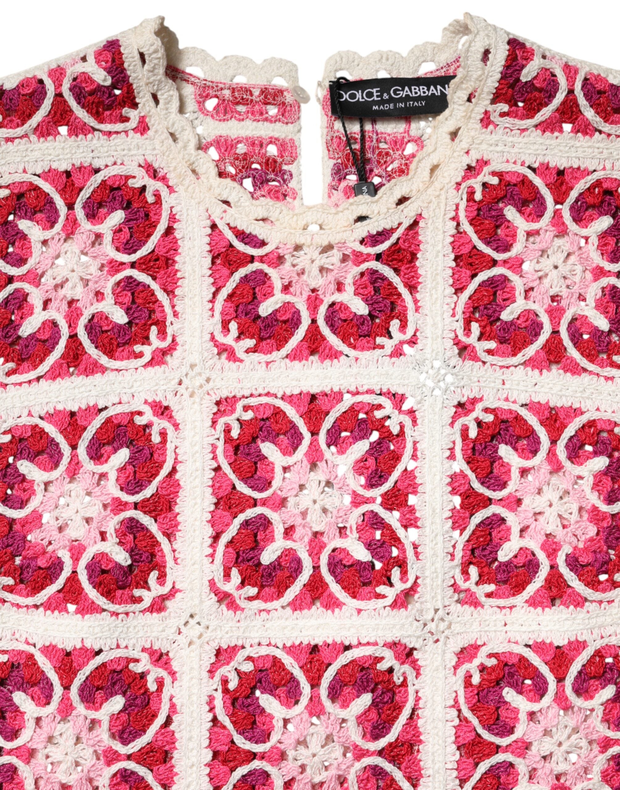 Dolce & Gabbana Multicolor Brick Stitched Crochet Mini Dress
