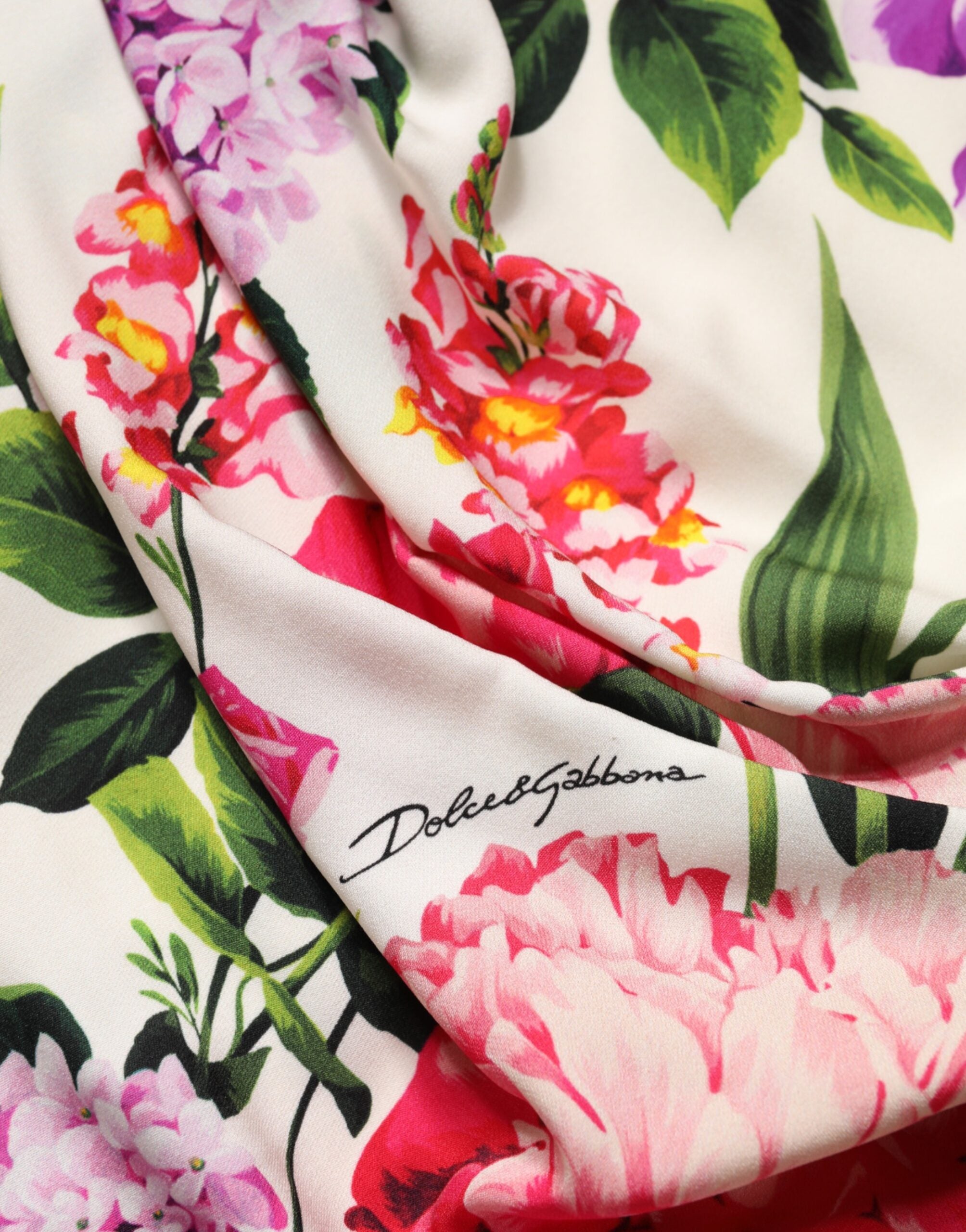 Dolce & Gabbana Multicolor Floral Ruched Silk Charmeuse Mini Dress