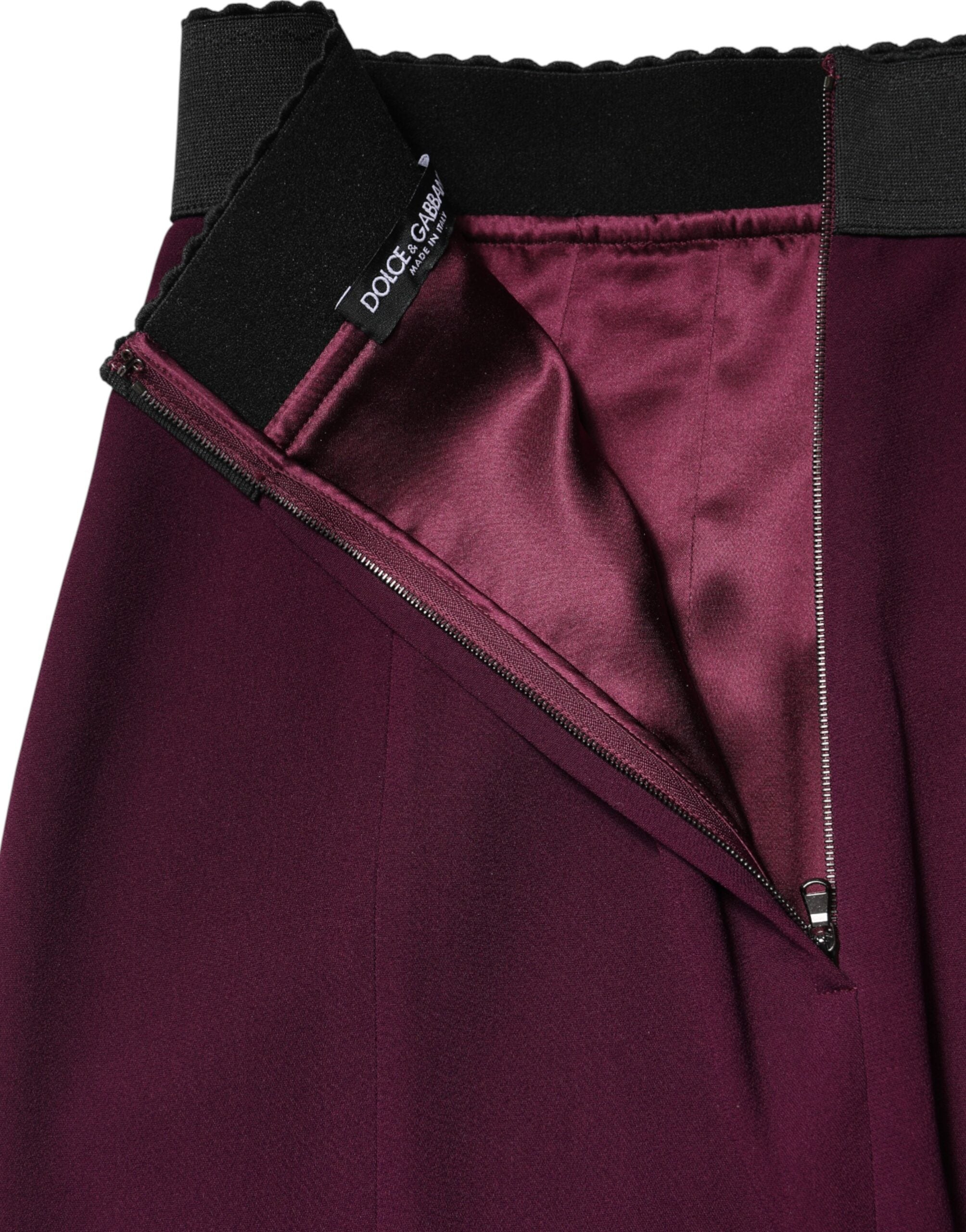 Dolce & Gabbana Maroon Mid Waist Pencil Cut Midi Skirt