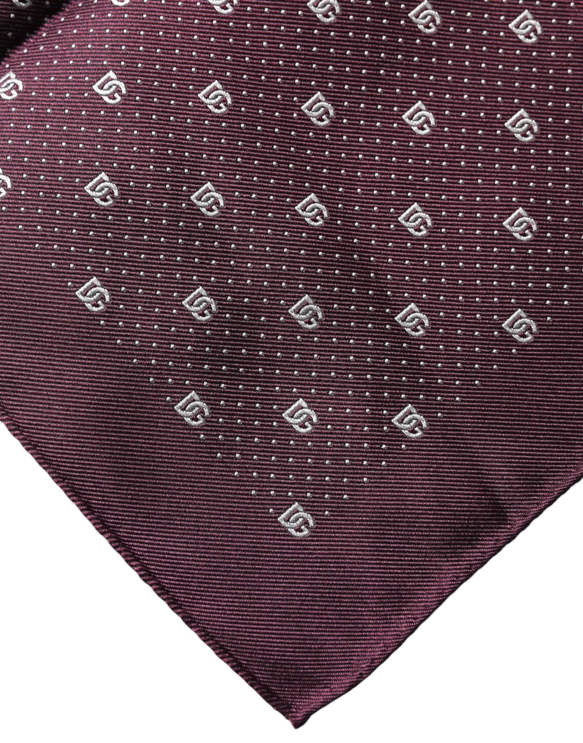 Dolce & Gabbana Maroon Logo Silk Square Handkerchief  Scarf