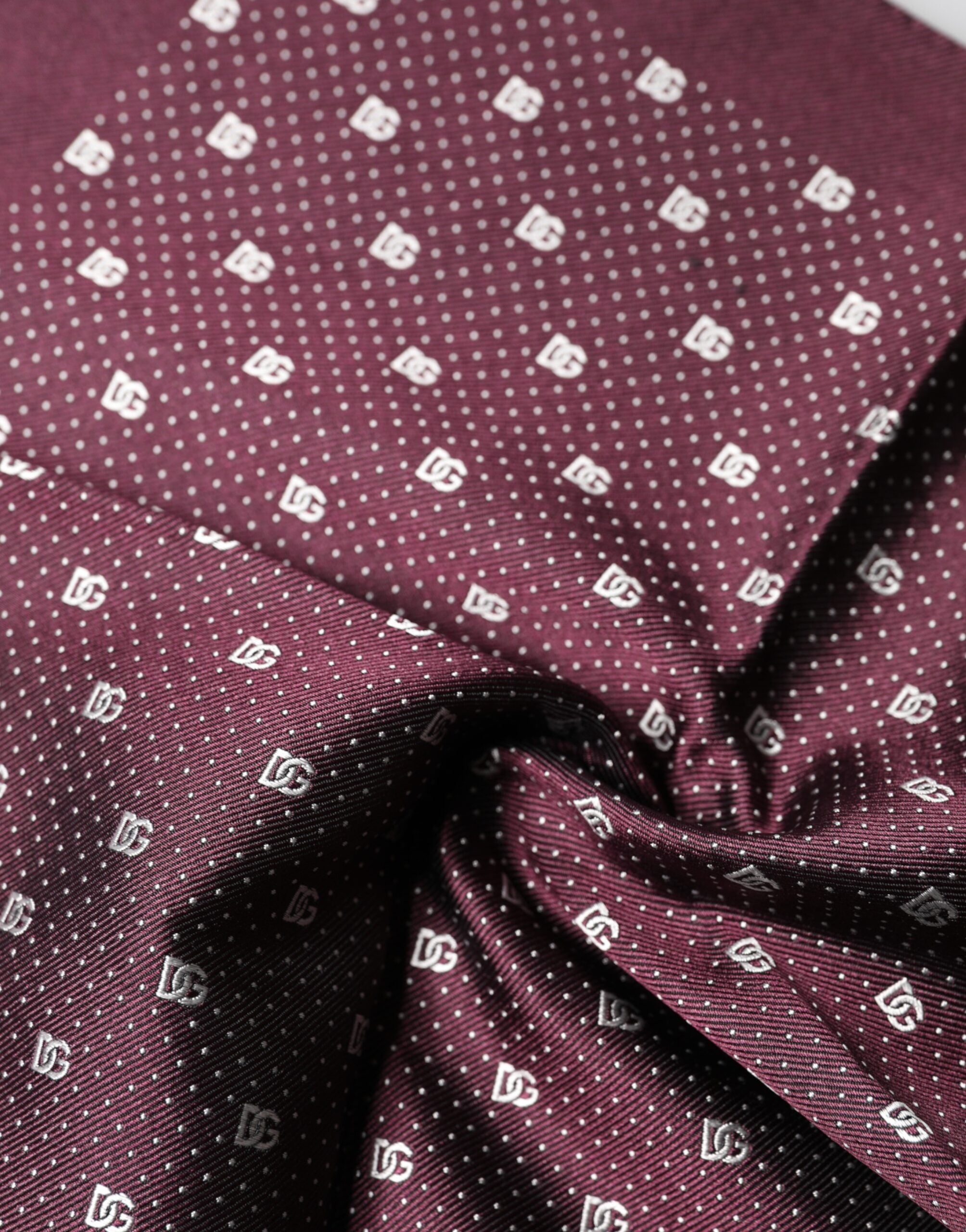 Dolce & Gabbana Maroon Logo Silk Square Handkerchief  Scarf