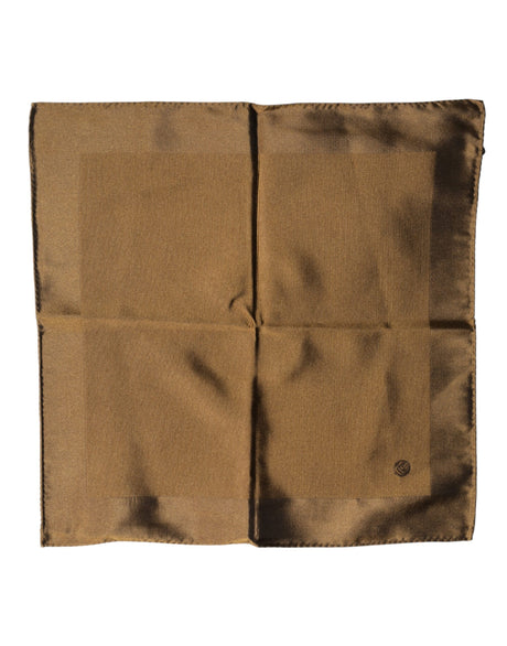 Dolce & Gabbana Brown Logo Silk Men Square Handkerchief Scarf