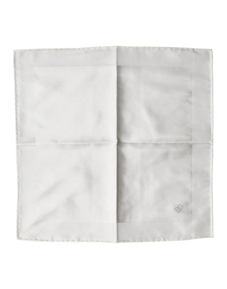 Dolce & Gabbana White Logo Silk Square Handkerchief Scarf