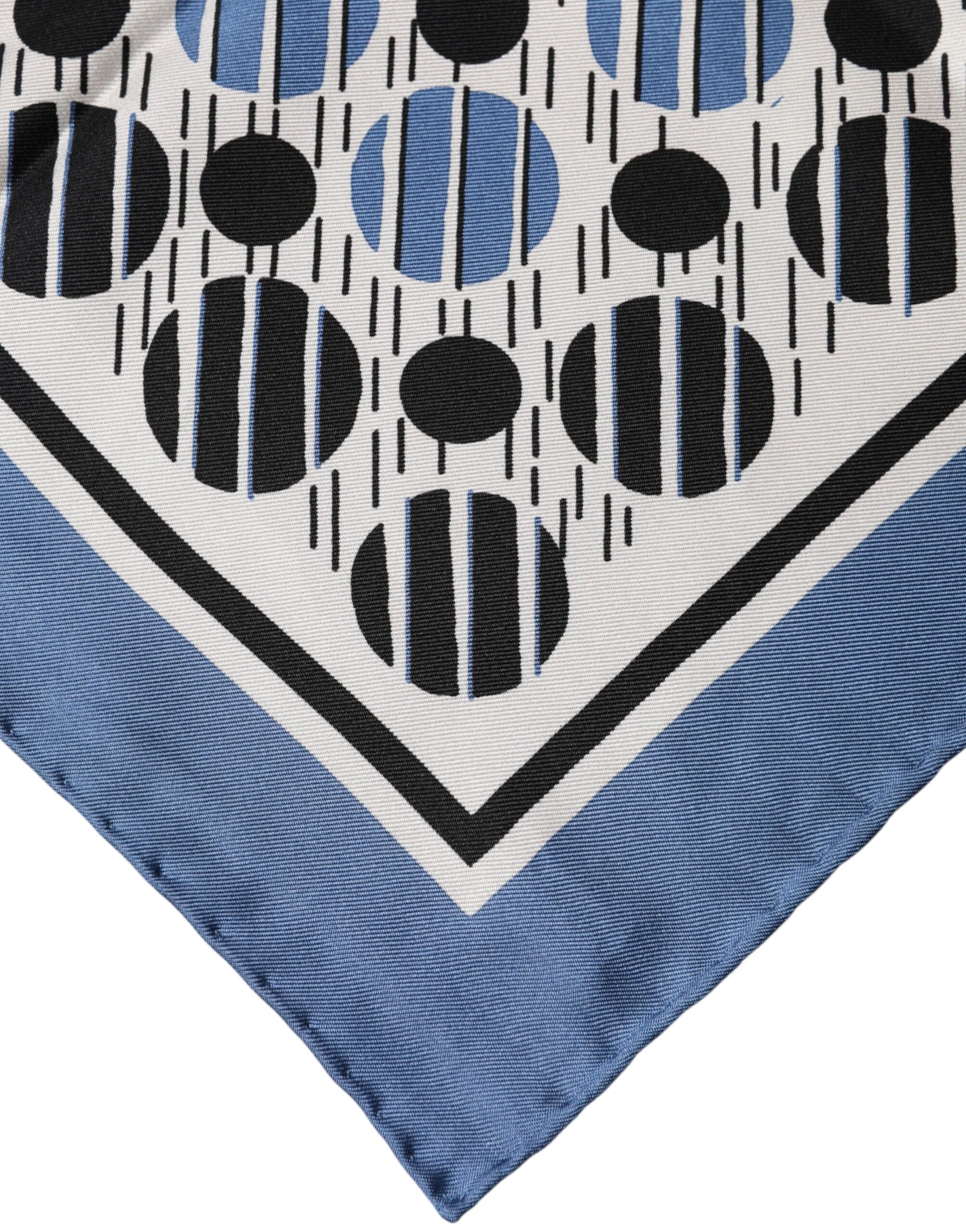 Dolce & Gabbana Blue Dotted Silk Square Foulard 66cm Scarf
