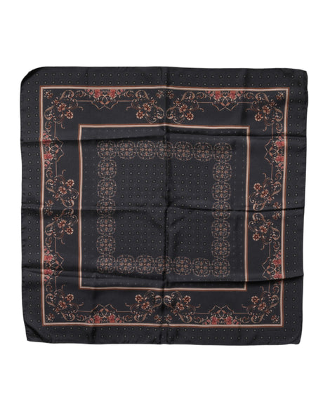Dolce & Gabbana Black Patterned Square Foulard Scarf