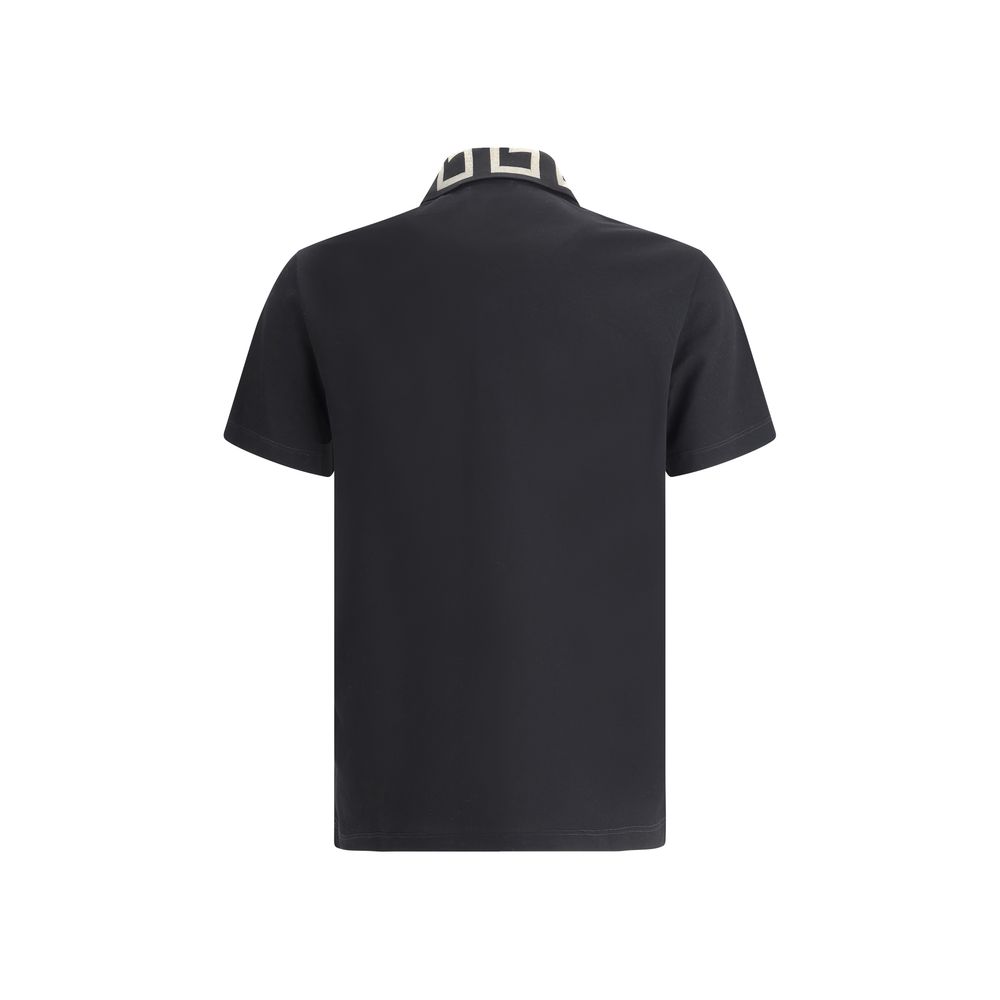 Versace Black Cotton Polo Shirt