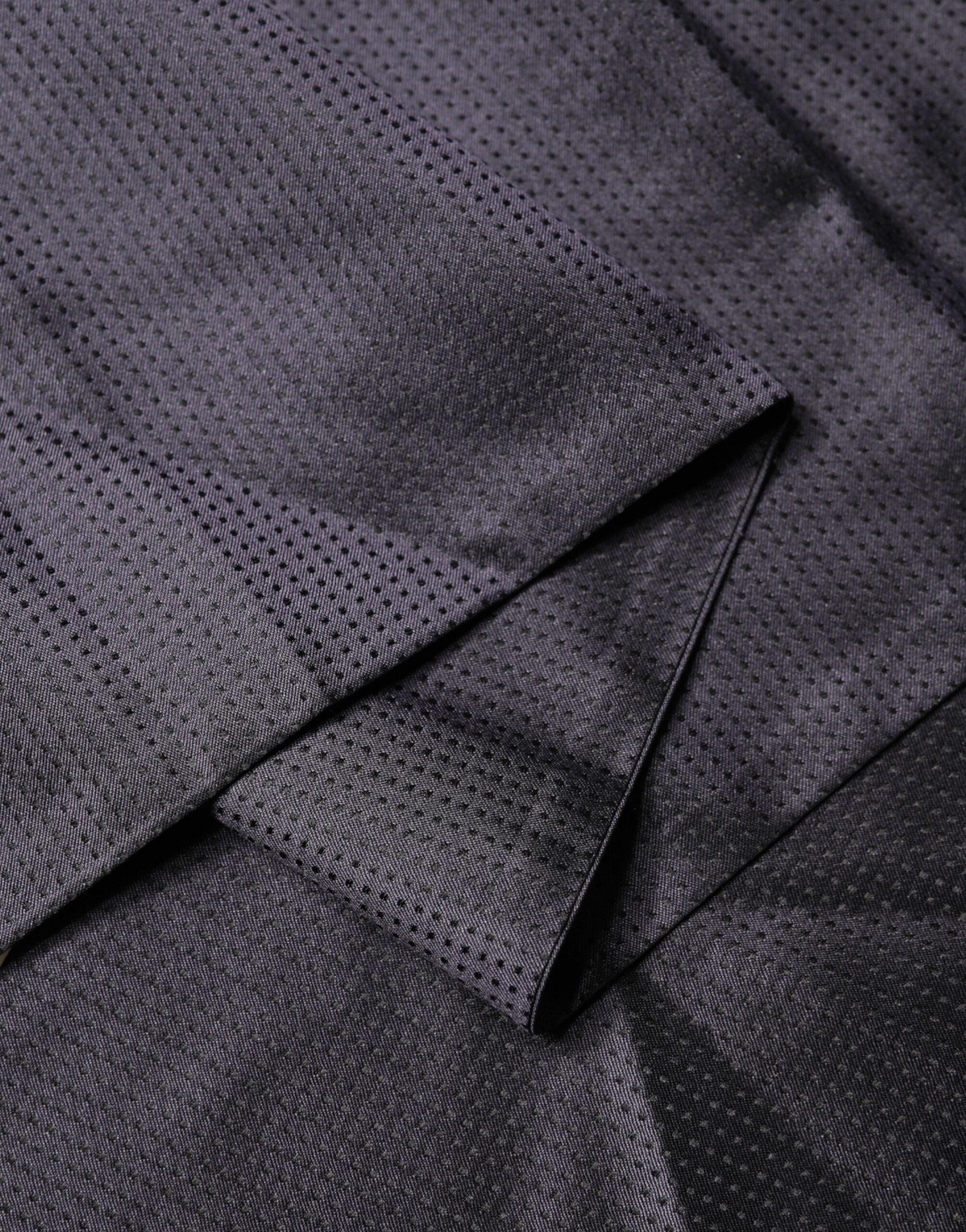 Dolce & Gabbana Black Satin Silk Fringes Neck Foulard Scarf