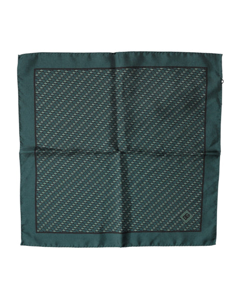Dolce & Gabbana Dark Green Silk Patterned Handkerchief 32cm x 31cm Scarf