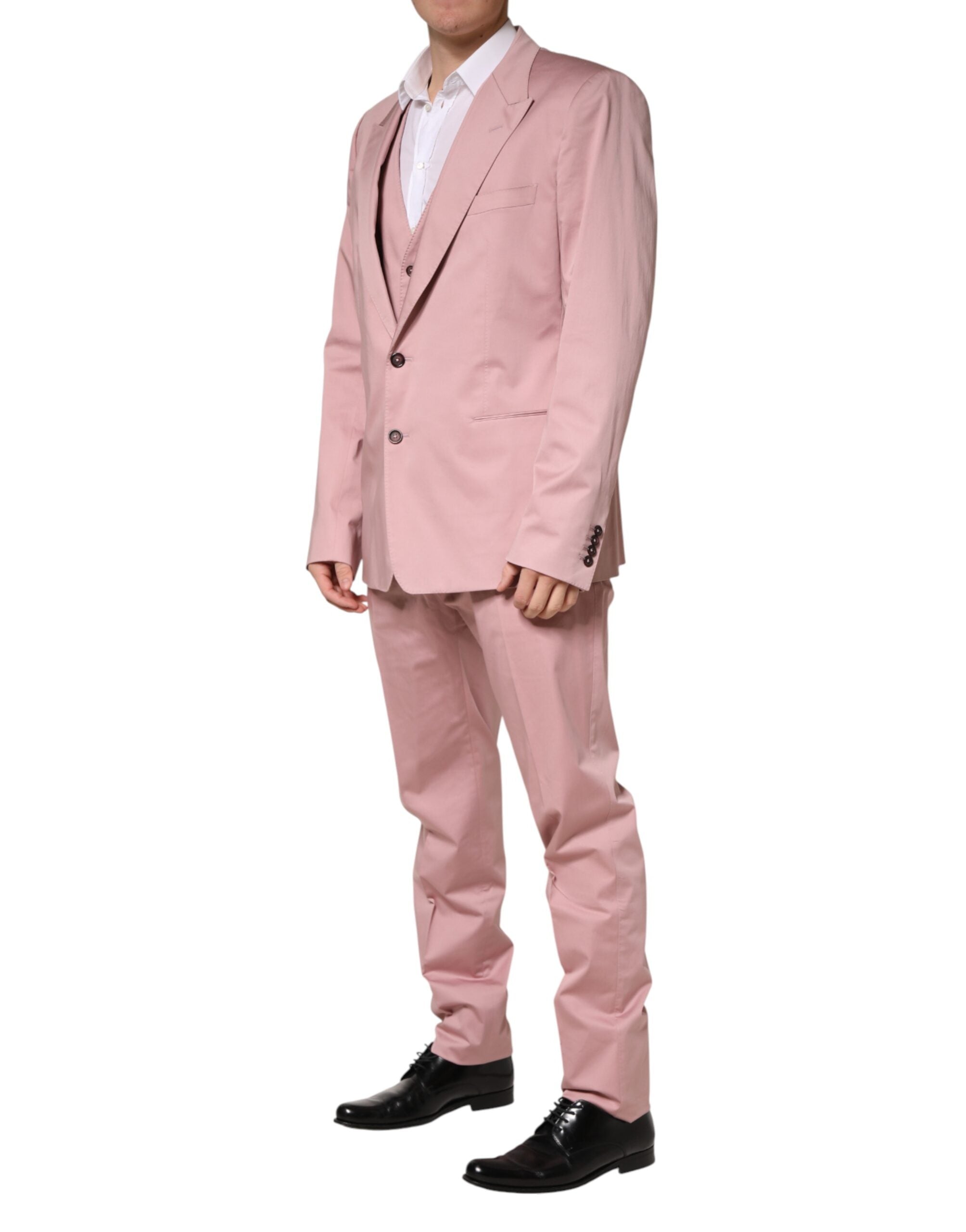 Dolce & Gabbana Pink Cotton Single Breasted 3 Piece Suit