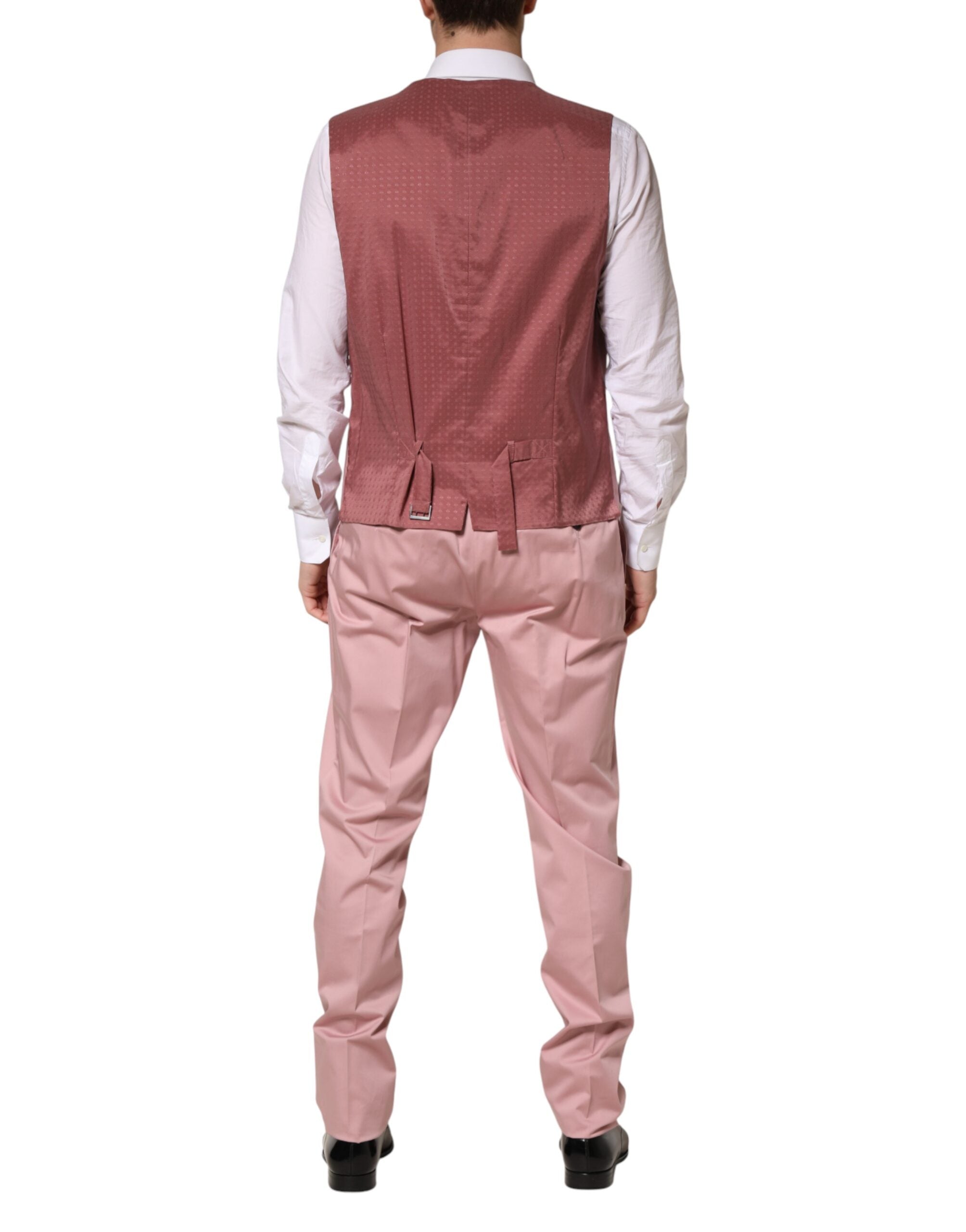 Dolce & Gabbana Pink Cotton Single Breasted 3 Piece Suit